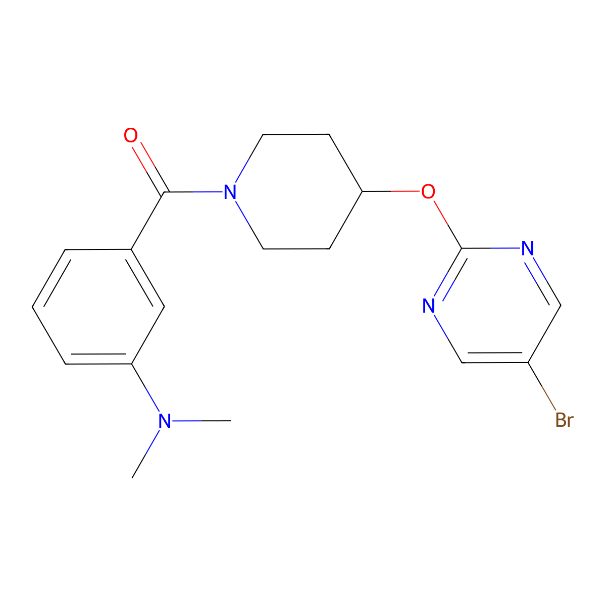 3-{4-[(5-bromopyrimidin-2-yl)oxy]piperidine-1-carbonyl}-N,N-dimethylaniline molecular structure, CAS 2380171-21-9