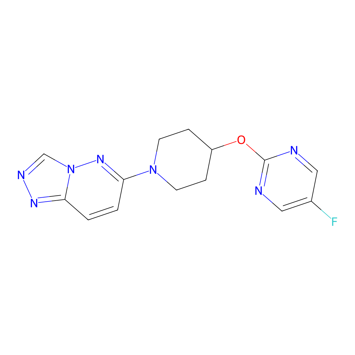 5-Fluoro-2-[(1-{[1,2,4]triazolo[4,3-b]pyridazin-6-yl}piperidin-4-yl)oxy]pyrimidine molecular structure, CAS 2380171-25-3