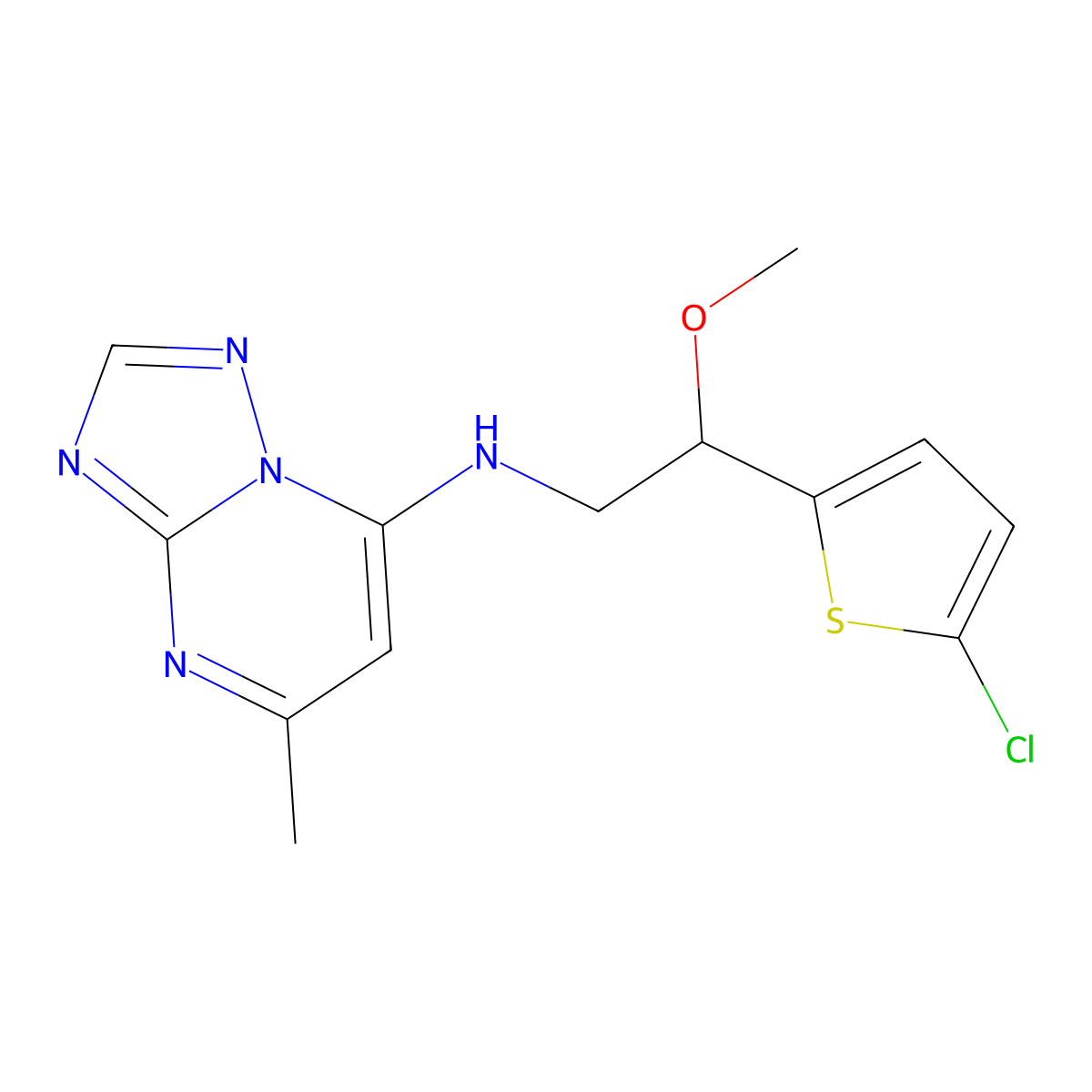 N-[2-(5-Chlorothiophen-2-yl)-2-methoxyethyl]-5-methyl-[1,2,4]triazolo[1,5-a]pyrimidin-7-amine molecular structure, CAS 2380171-26-4