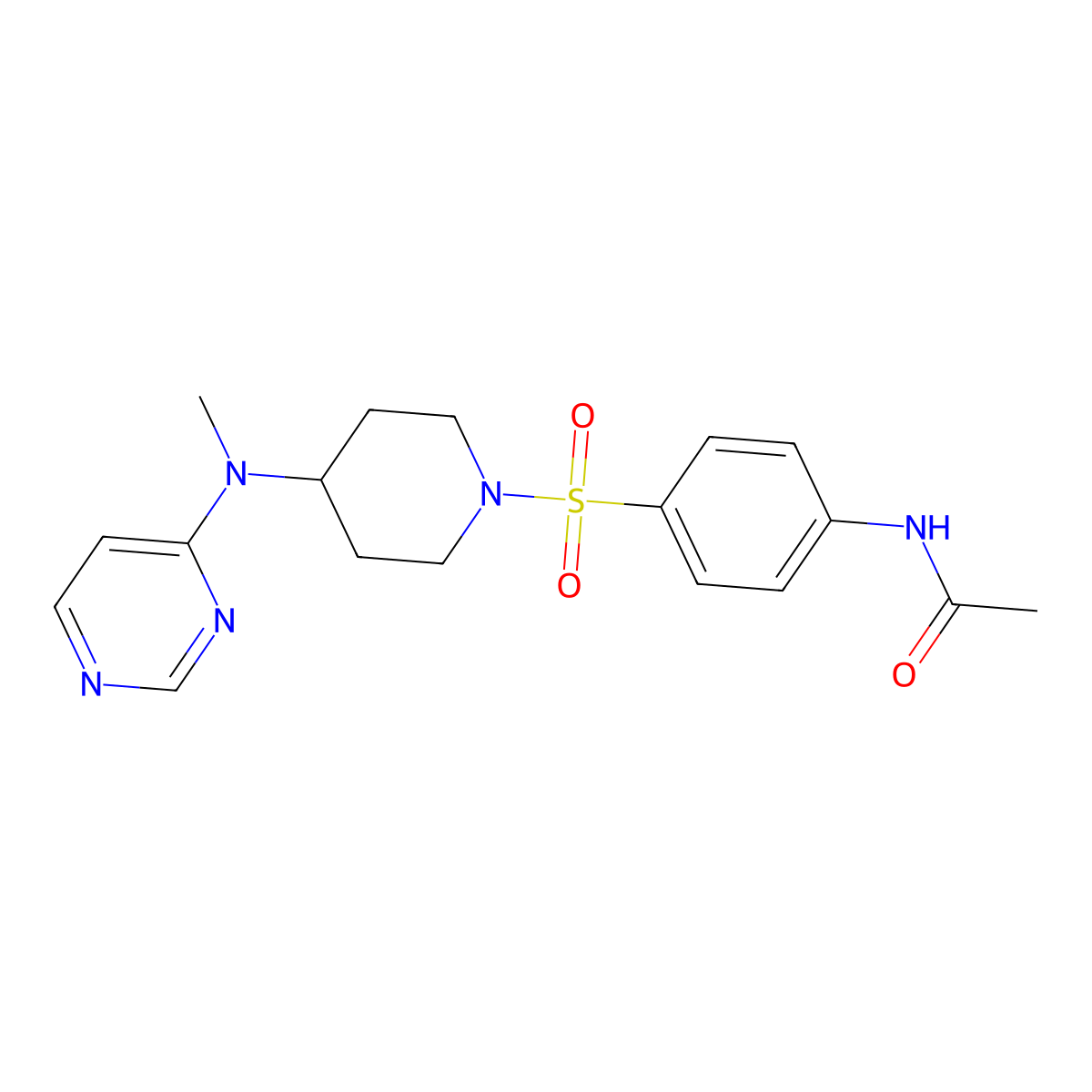 N-[4-({4-[methyl(pyrimidin-4-yl)amino]piperidin-1-yl}sulfonyl)phenyl]acetamide molecular structure, CAS 2380171-27-5