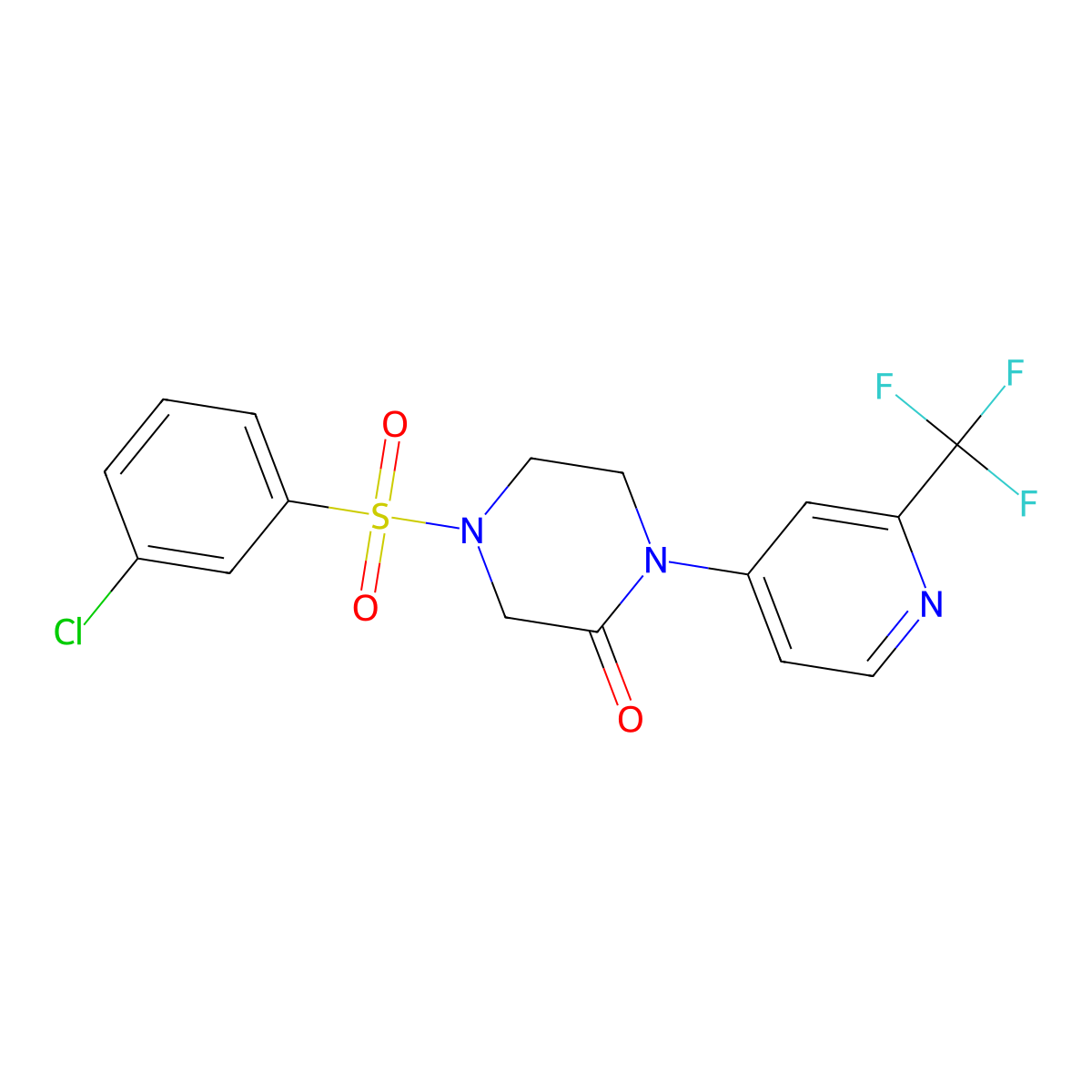 4-(3-Chlorobenzenesulfonyl)-1-[2-(trifluoromethyl)pyridin-4-yl]piperazin-2-one molecular structure, CAS 2380171-28-6