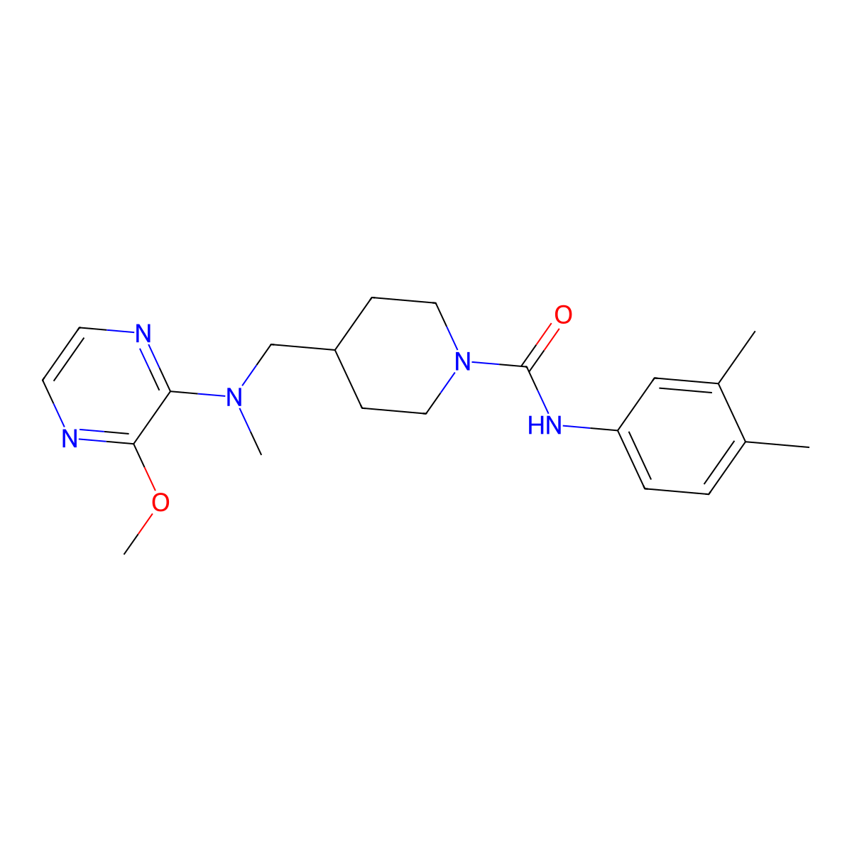 N-(3,4-dimethylphenyl)-4-{[(3-methoxypyrazin-2-yl)(methyl)amino]methyl}piperidine-1-carboxamide molecular structure, CAS 2380171-29-7