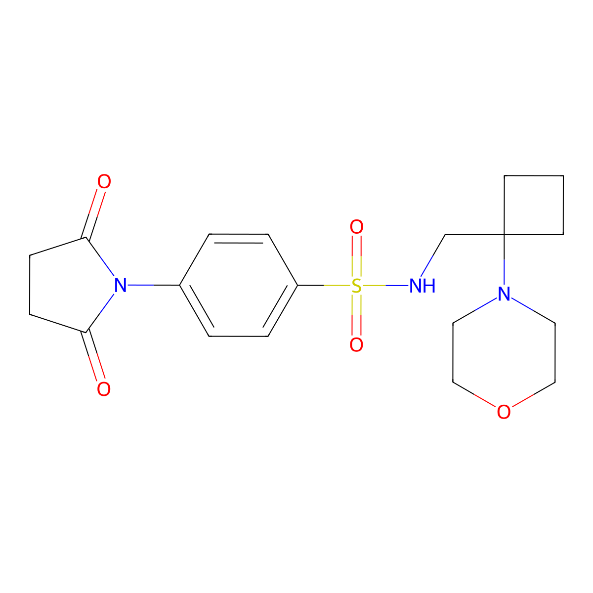 4-(2,5-dioxopyrrolidin-1-yl)-N-{[1-(morpholin-4-yl)cyclobutyl]methyl}benzene-1-sulfonamide molecular structure, CAS 2380171-33-3