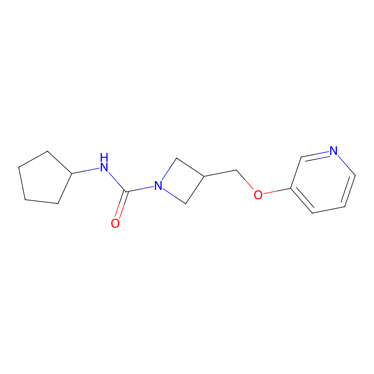 N-cyclopentyl-3-[(pyridin-3-yloxy)methyl]azetidine-1-carboxamide molecular structure, CAS 2380171-35-5