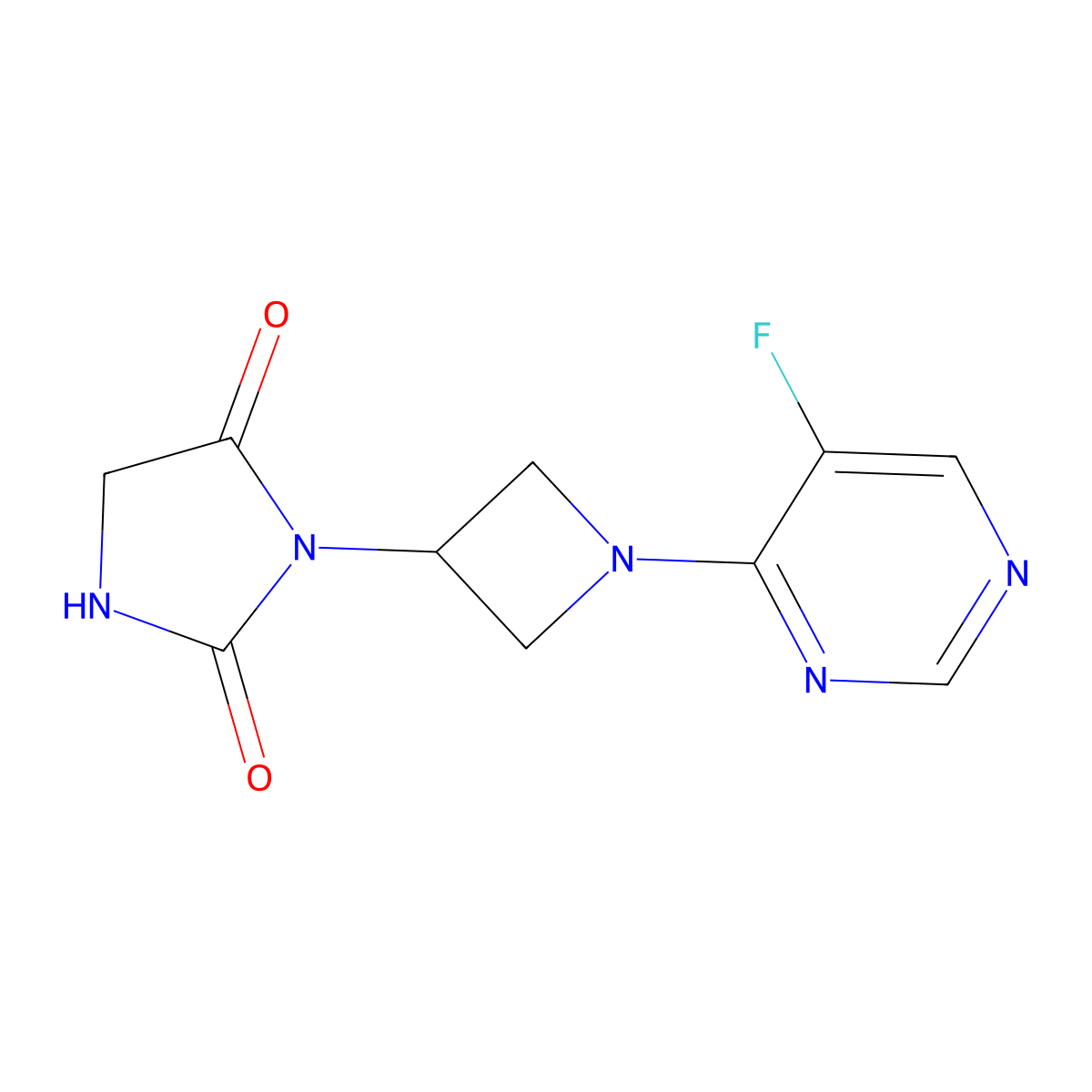 3-[1-(5-Fluoropyrimidin-4-yl)azetidin-3-yl]imidazolidine-2,4-dione molecular structure, CAS 2380171-37-7