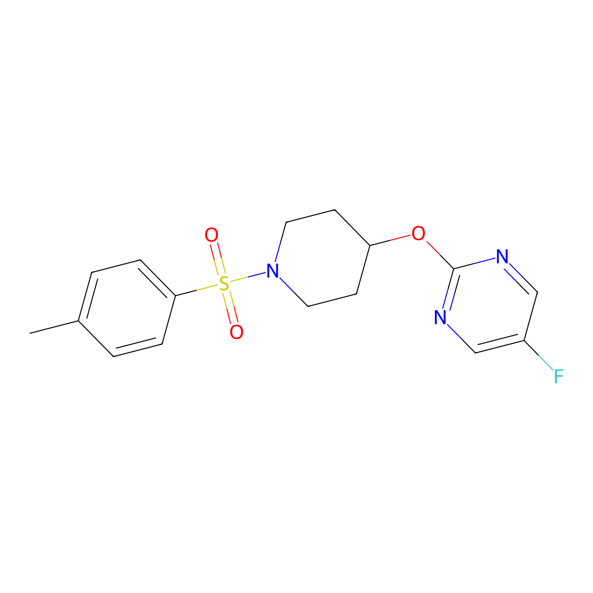 5-Fluoro-2-{[1-(4-methylbenzenesulfonyl)piperidin-4-yl]oxy}pyrimidine molecular structure, CAS 2380171-38-8