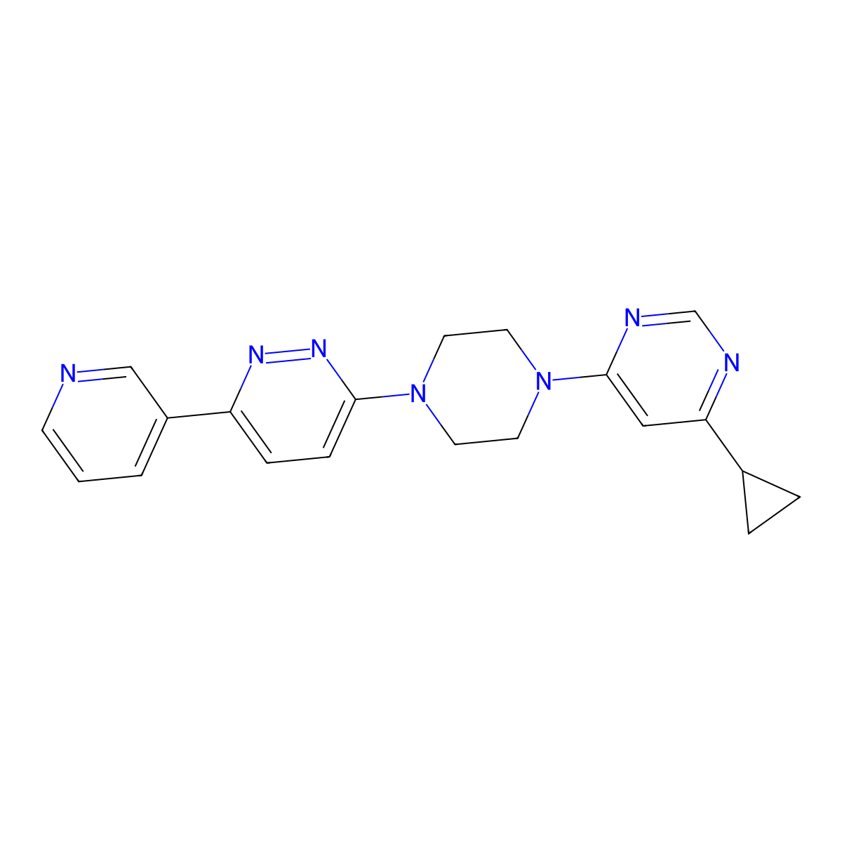4-Cyclopropyl-6-{4-[6-(pyridin-3-yl)pyridazin-3-yl]piperazin-1-yl}pyrimidine molecular structure, CAS 2380171-48-0