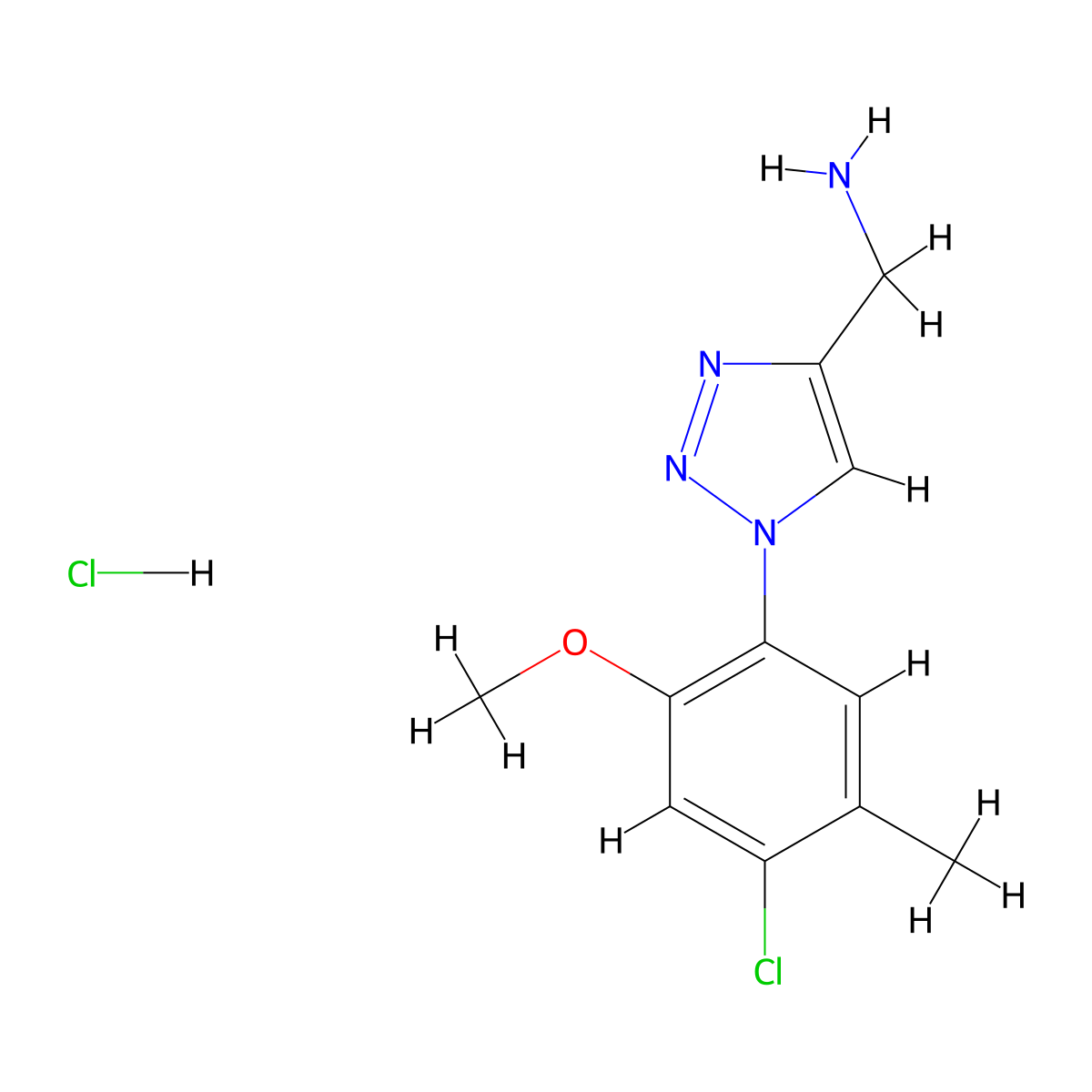 [1-(4-chloro-2-methoxy-5-methylphenyl)-1H-1,2,3-triazol-4-yl]methanamine hydrochloride molecular structure, CAS 2380171-52-6