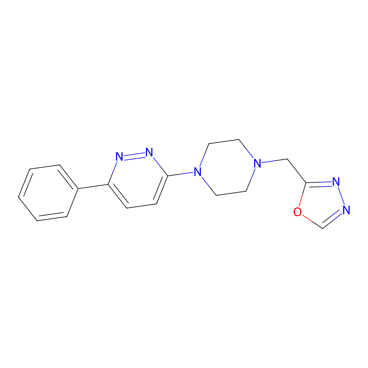 3-{4-[(1,3,4-Oxadiazol-2-yl)methyl]piperazin-1-yl}-6-phenylpyridazine molecular structure, CAS 2380171-61-7