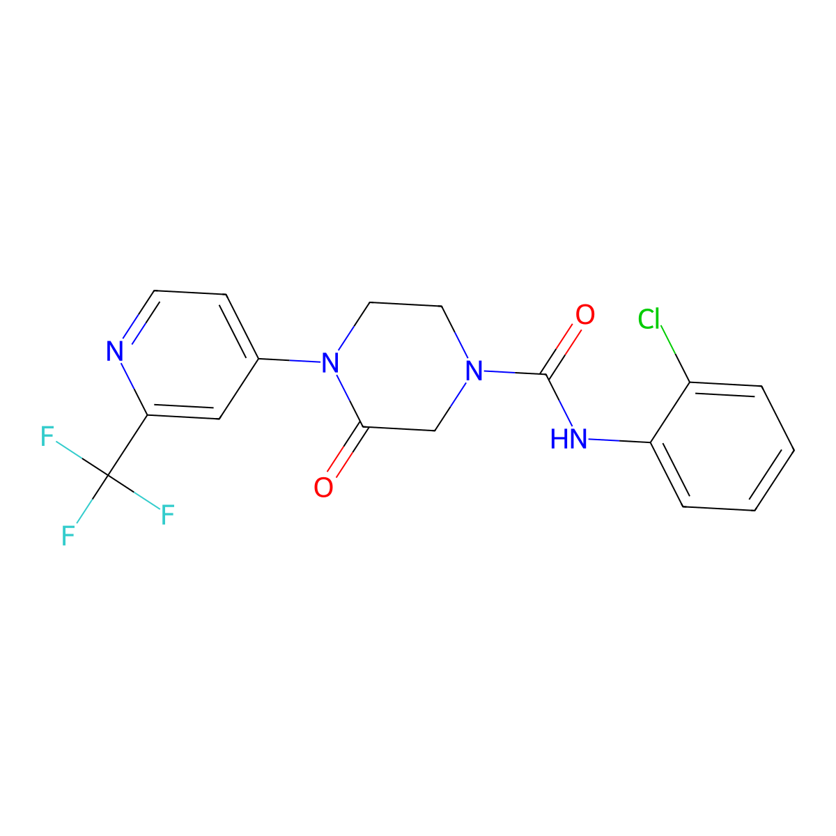 N-(2-Chlorophenyl)-3-oxo-4-[2-(trifluoromethyl)pyridin-4-yl]piperazine-1-carboxamide molecular structure, CAS 2380171-62-8