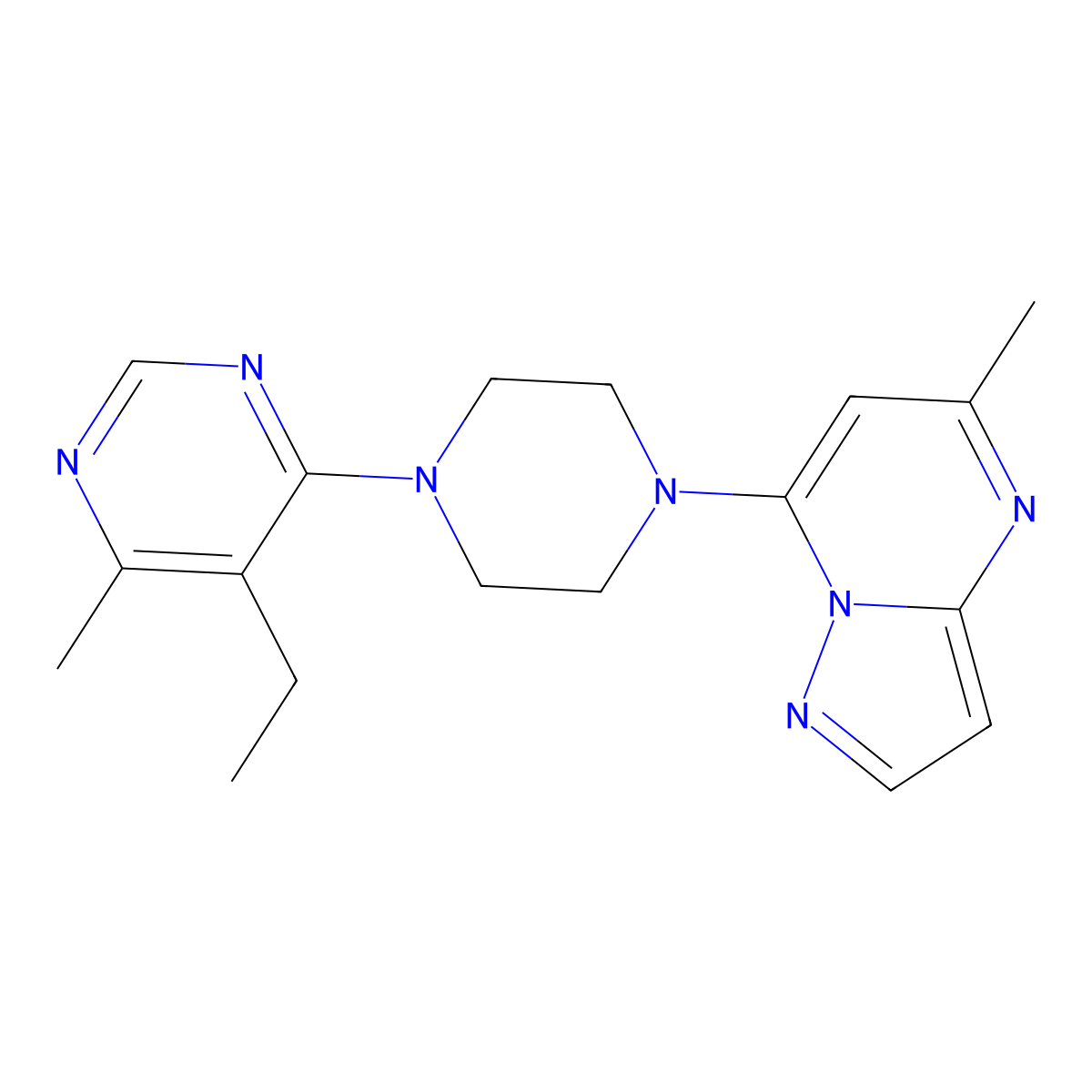 5-Ethyl-4-methyl-6-(4-{5-methylpyrazolo[1,5-a]pyrimidin-7-yl}piperazin-1-yl)pyrimidine molecular structure, CAS 2380171-63-9