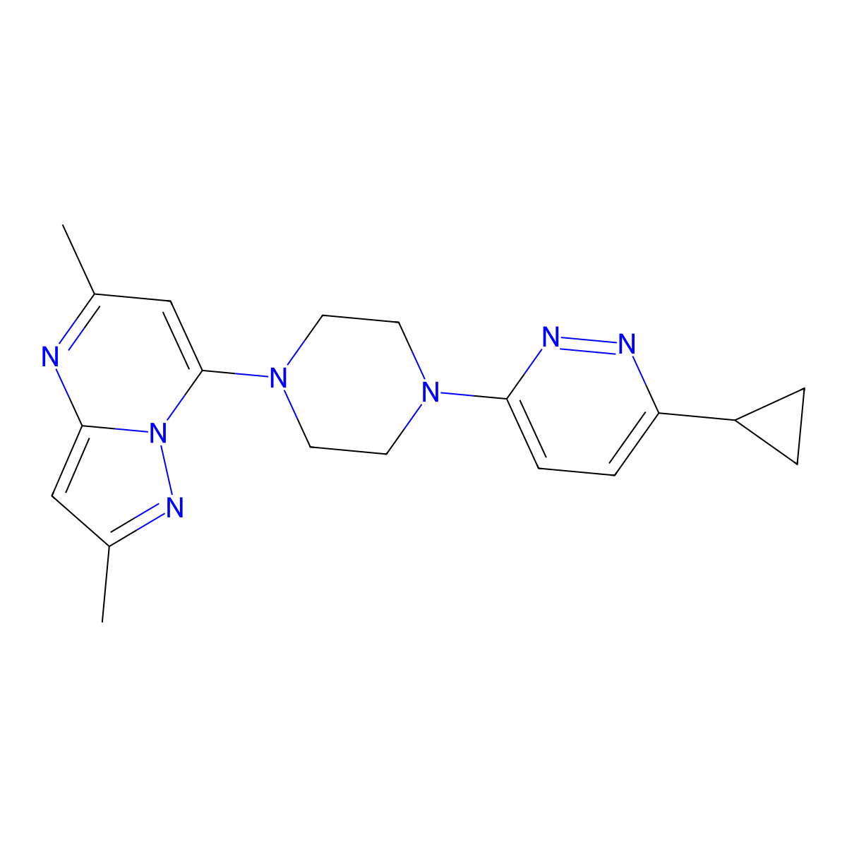3-Cyclopropyl-6-(4-{2,5-dimethylpyrazolo[1,5-a]pyrimidin-7-yl}piperazin-1-yl)pyridazine molecular structure, CAS 2380171-64-0