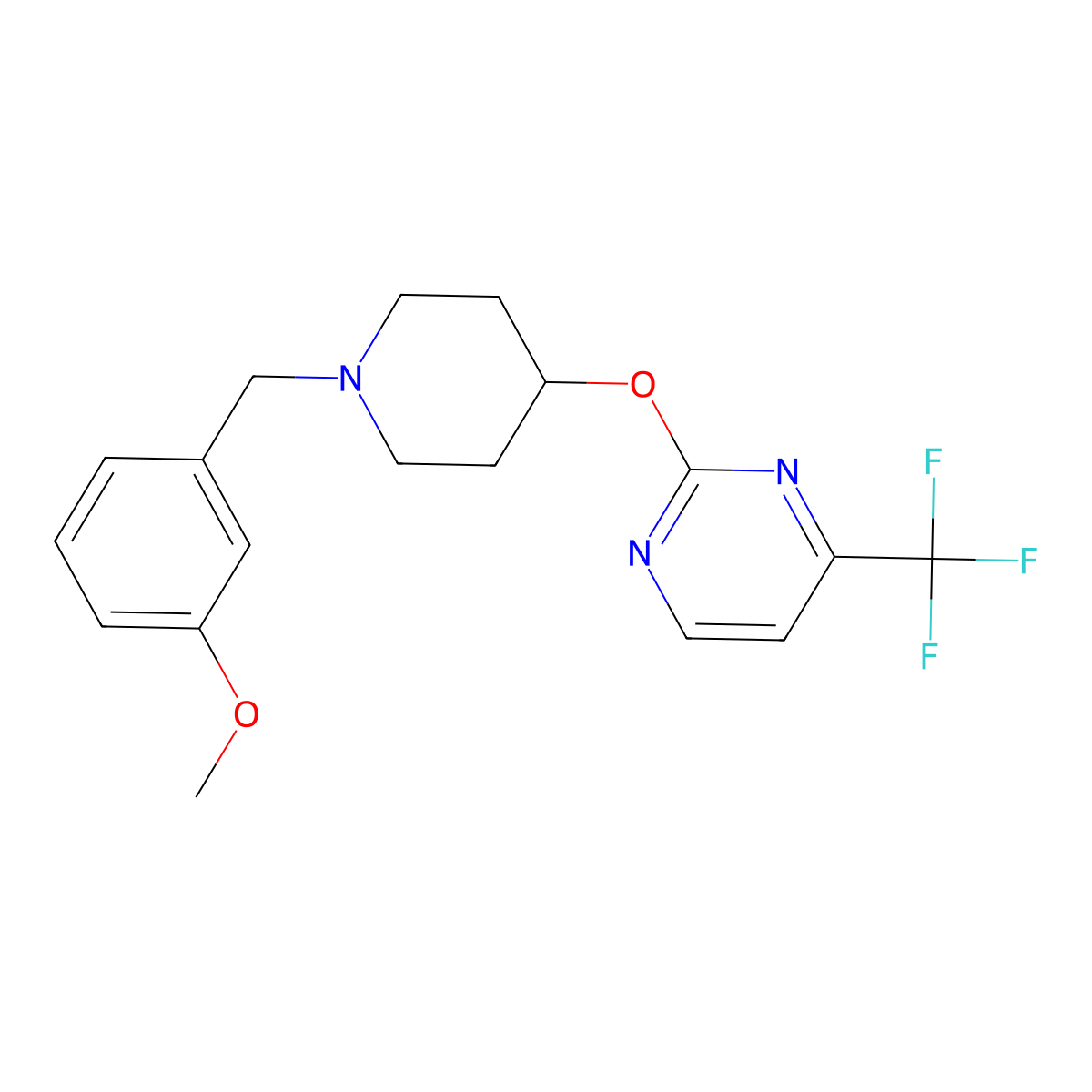 2-({1-[(3-Methoxyphenyl)methyl]piperidin-4-yl}oxy)-4-(trifluoromethyl)pyrimidine molecular structure, CAS 2380171-68-4