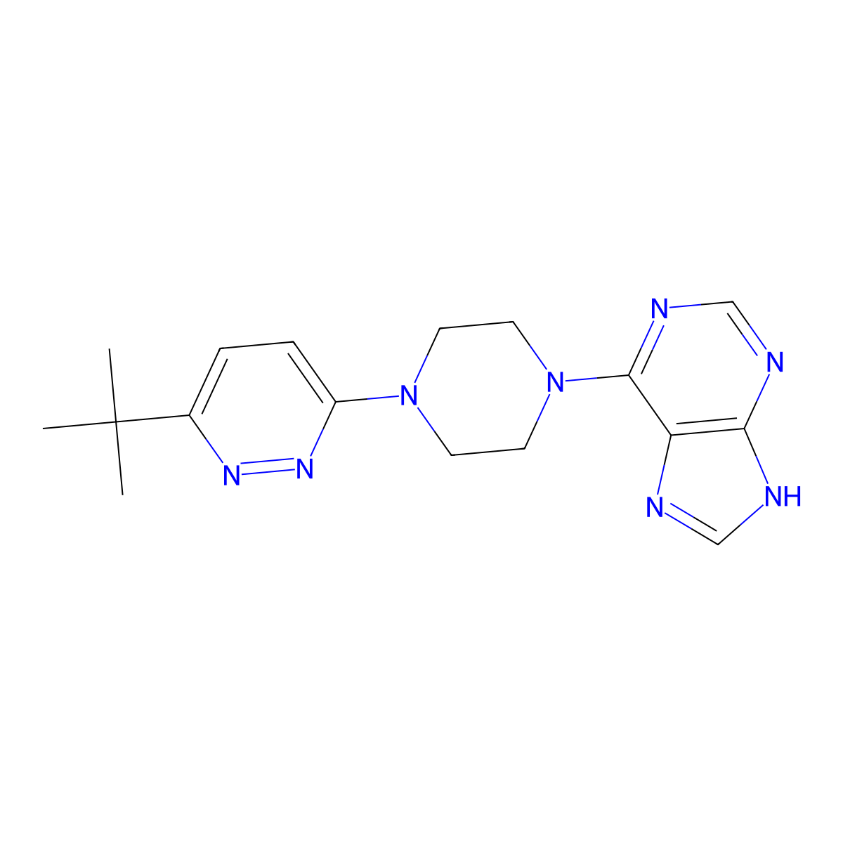 6-[4-(6-tert-butylpyridazin-3-yl)piperazin-1-yl]-9H-purine molecular structure, CAS 2380171-70-8