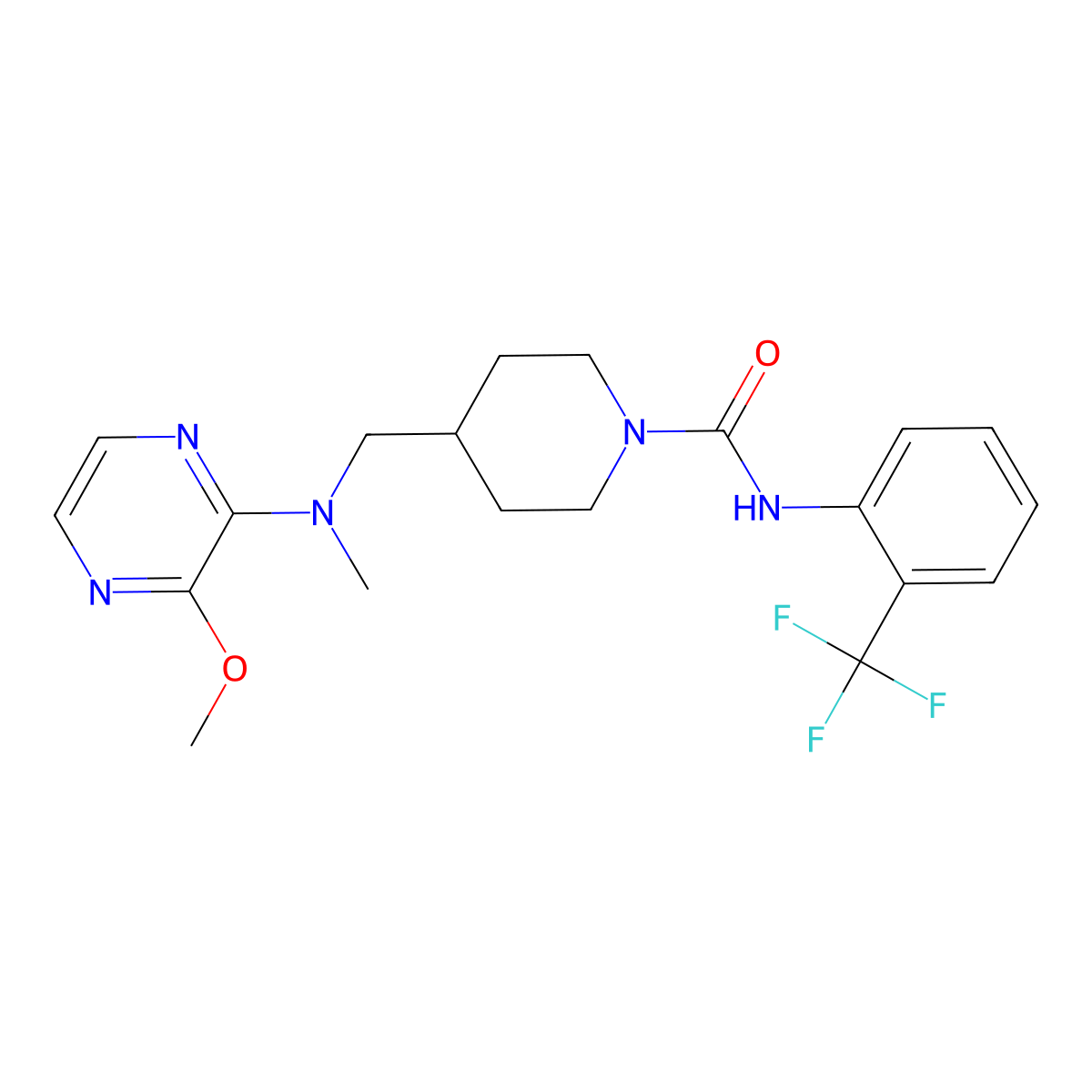 4-{[(3-methoxypyrazin-2-yl)(methyl)amino]methyl}-N-[2-(trifluoromethyl)phenyl]piperidine-1-carboxamide molecular structure, CAS 2380171-77-5