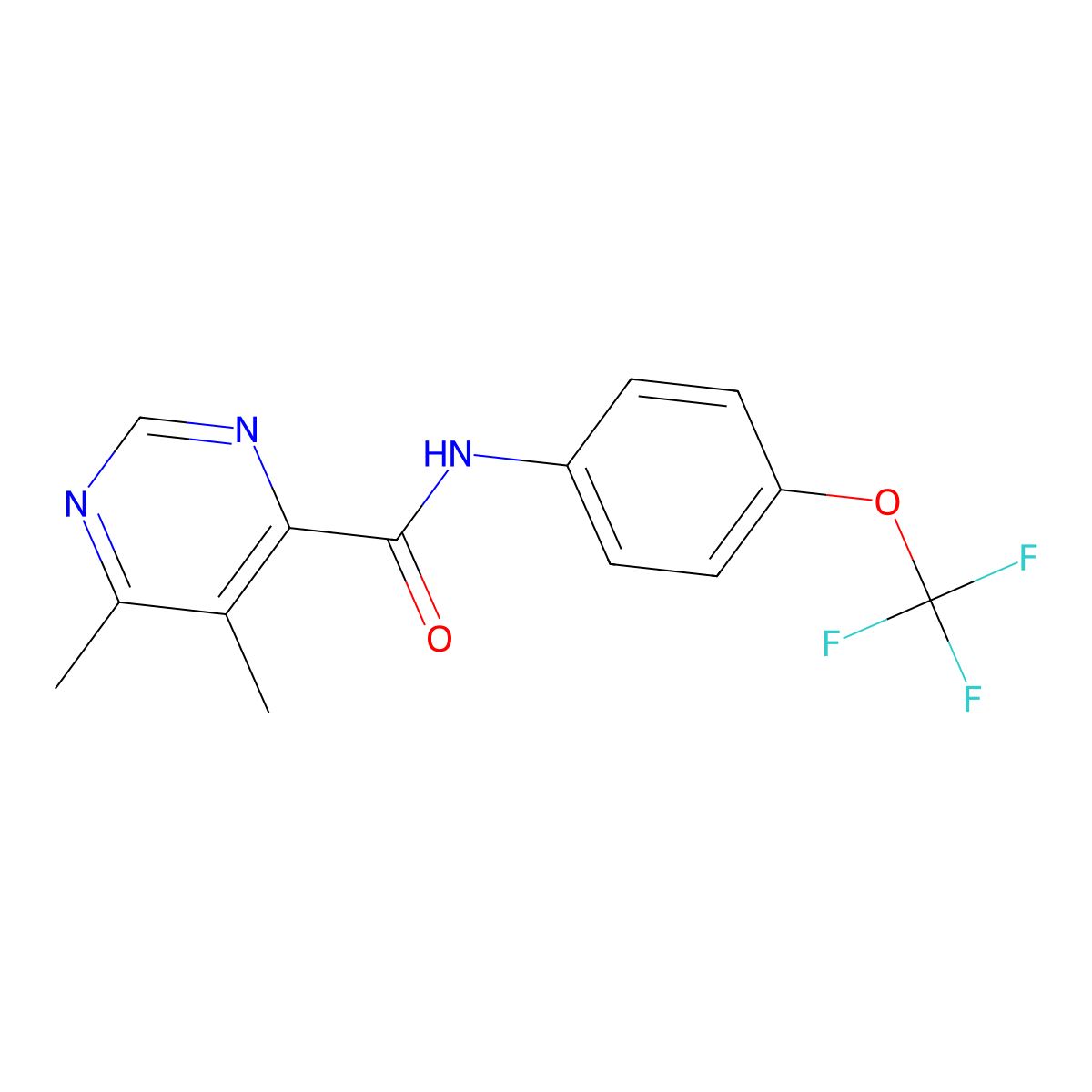 5,6-Dimethyl-N-[4-(trifluoromethoxy)phenyl]pyrimidine-4-carboxamide molecular structure, CAS 2380171-81-1