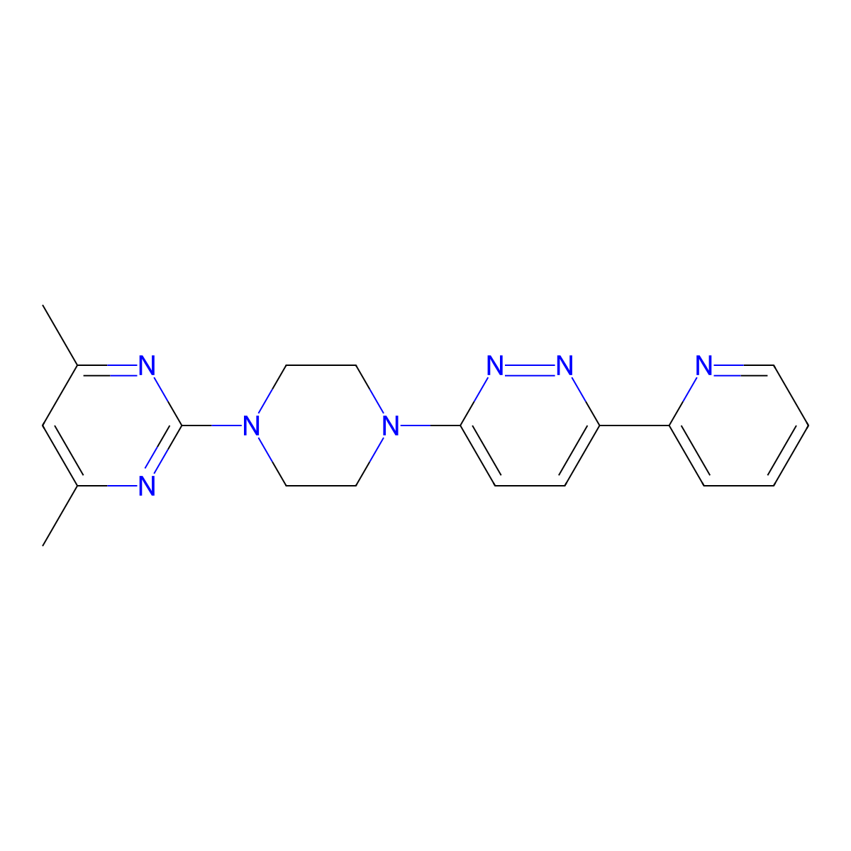 4,6-Dimethyl-2-{4-[6-(pyridin-2-yl)pyridazin-3-yl]piperazin-1-yl}pyrimidine molecular structure, CAS 2380171-83-3