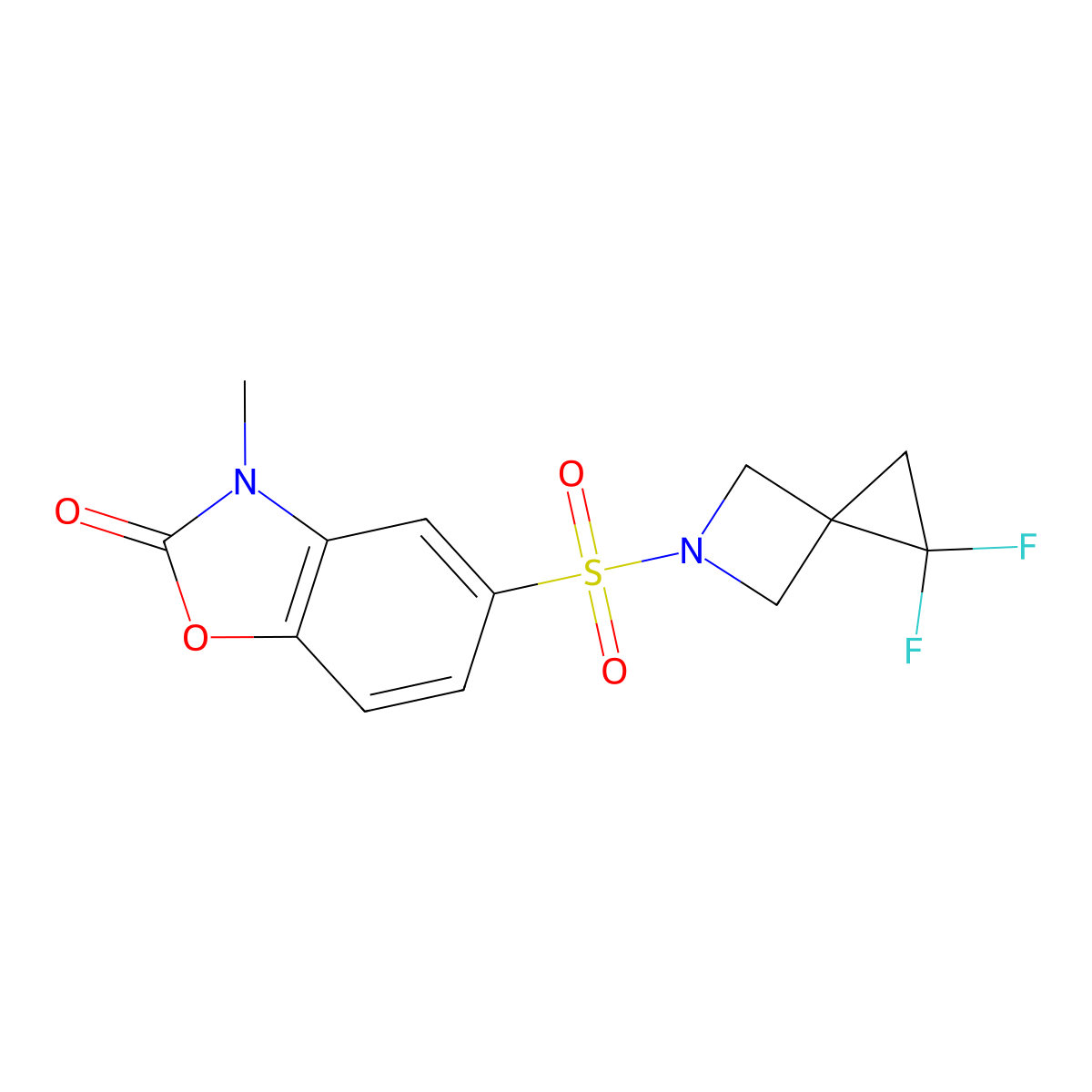 5-({1,1-Difluoro-5-azaspiro[2.3]hexan-5-yl}sulfonyl)-3-methyl-2,3-dihydro-1,3-benzoxazol-2-one molecular structure, CAS 2380171-86-6