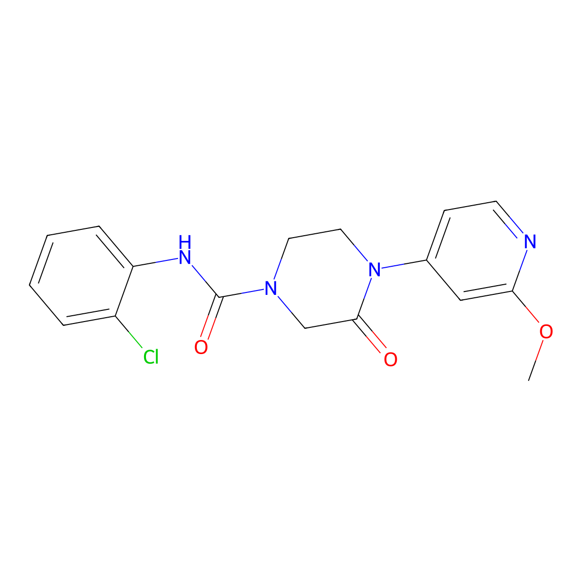 N-(2-Chlorophenyl)-4-(2-methoxypyridin-4-yl)-3-oxopiperazine-1-carboxamide molecular structure, CAS 2380171-87-7