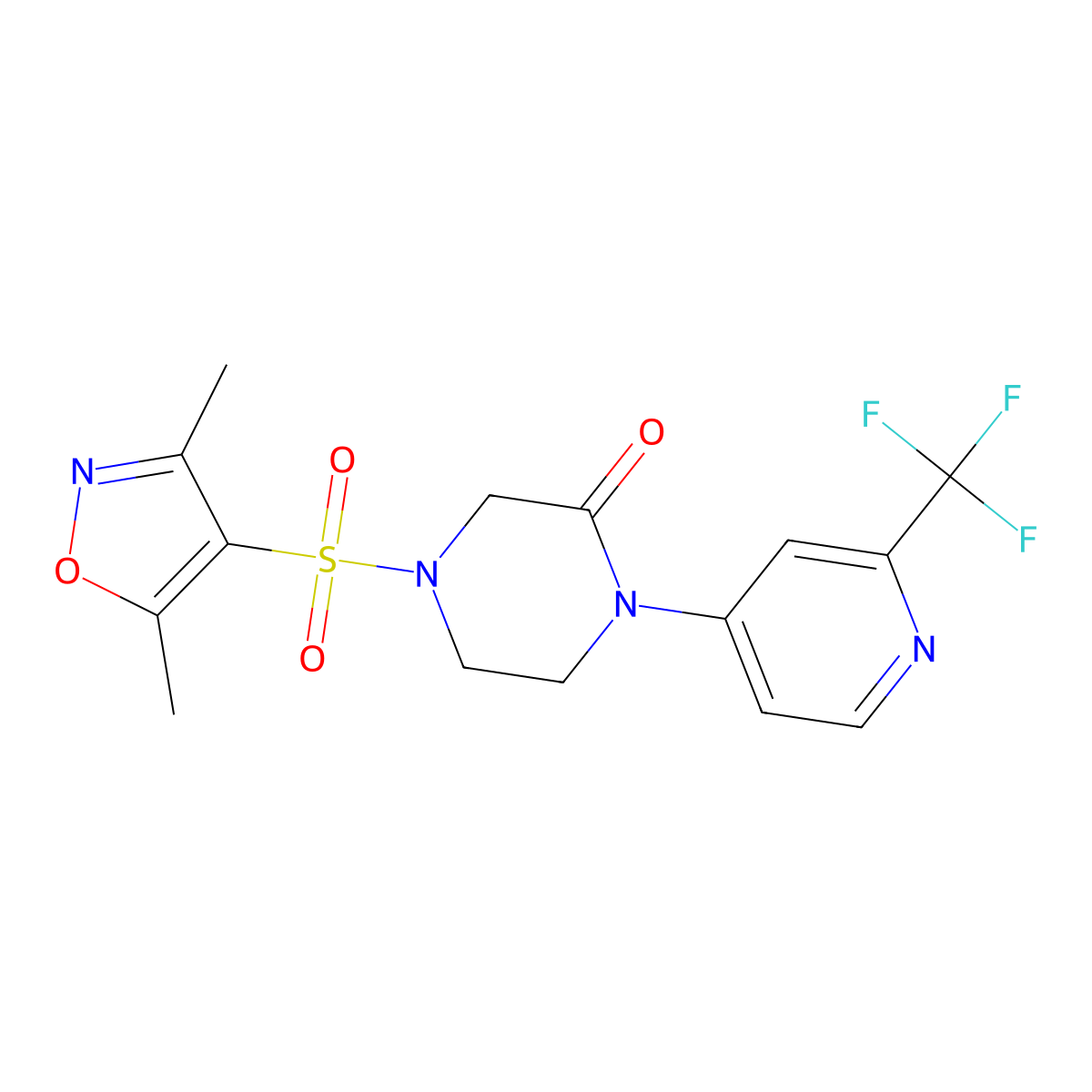 4-[(3,5-Dimethyl-1,2-oxazol-4-yl)sulfonyl]-1-[2-(trifluoromethyl)pyridin-4-yl]piperazin-2-one molecular structure, CAS 2380171-91-3