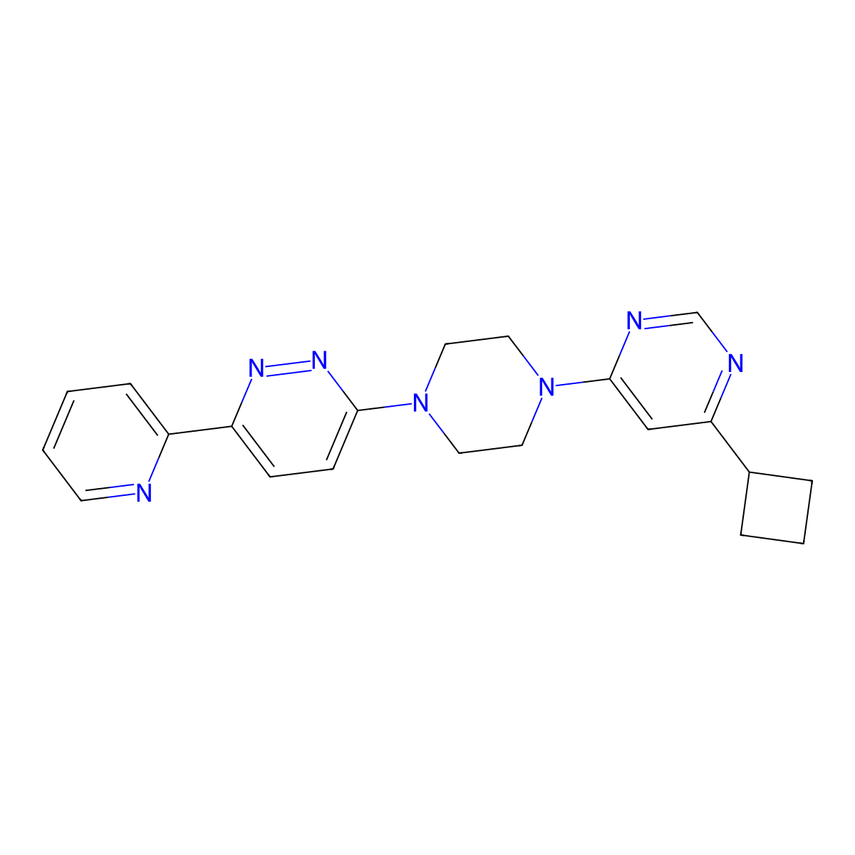 4-Cyclobutyl-6-{4-[6-(pyridin-2-yl)pyridazin-3-yl]piperazin-1-yl}pyrimidine molecular structure, CAS 2380171-96-8