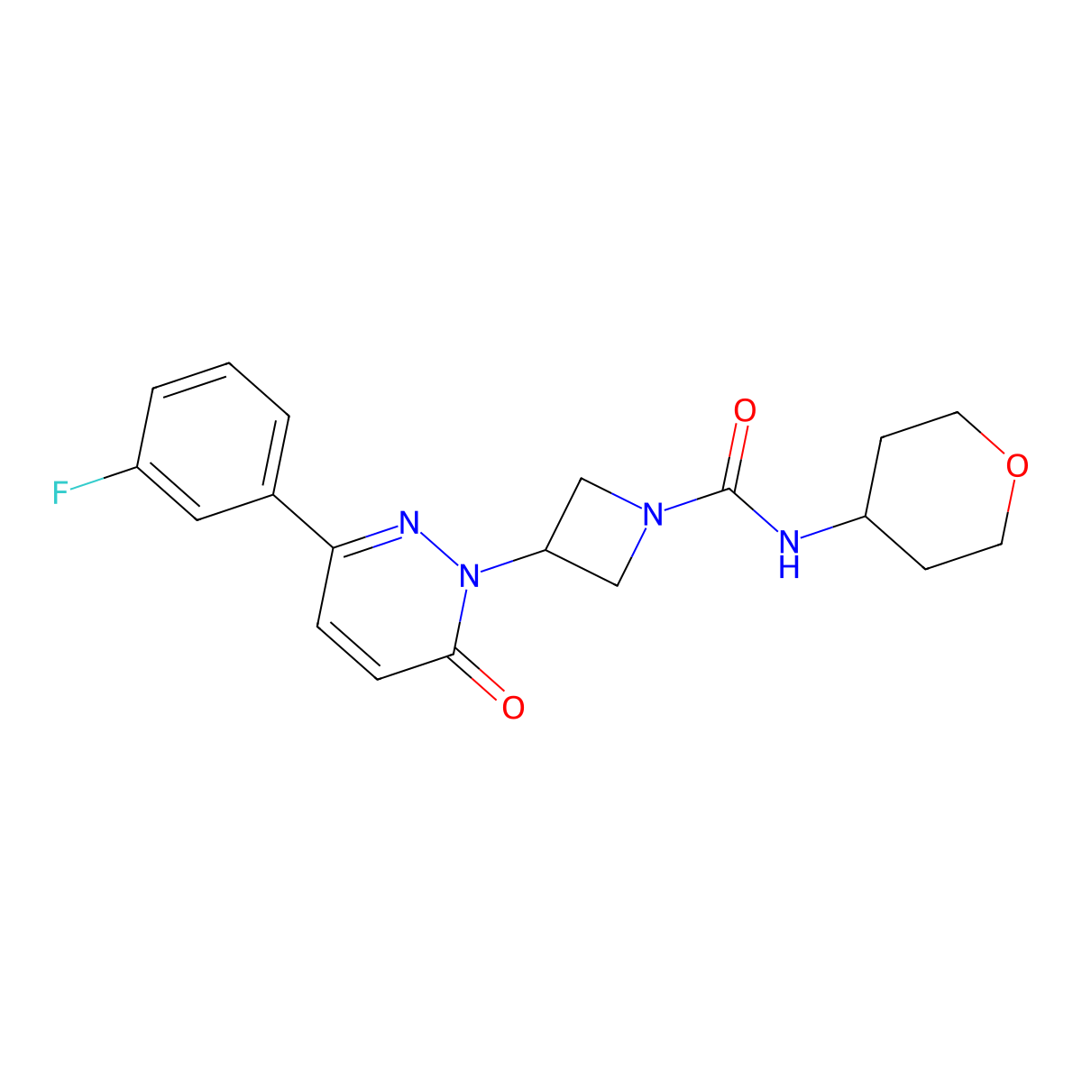 3-[3-(3-fluorophenyl)-6-oxo-1,6-dihydropyridazin-1-yl]-N-(oxan-4-yl)azetidine-1-carboxamide molecular structure, CAS 2380171-98-0