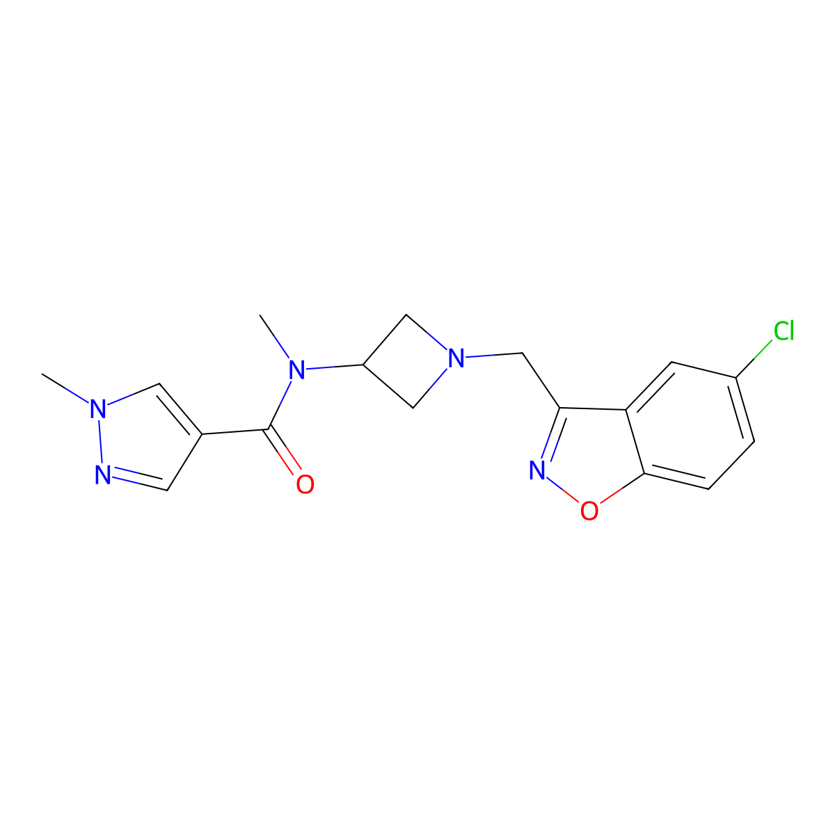 N-{1-[(5-chloro-1,2-benzoxazol-3-yl)methyl]azetidin-3-yl}-N,1-dimethyl-1H-pyrazole-4-carboxamide molecular structure, CAS 2380172-04-1