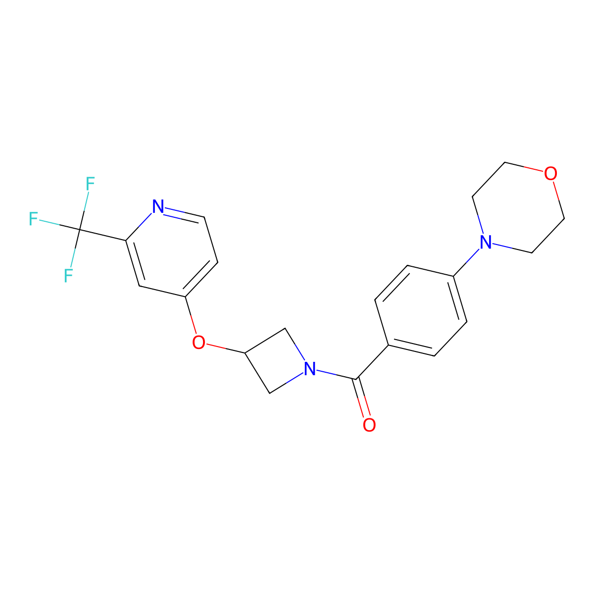 4-[4-(3-{[2-(Trifluoromethyl)pyridin-4-yl]oxy}azetidine-1-carbonyl)phenyl]morpholine molecular structure, CAS 2380172-08-5