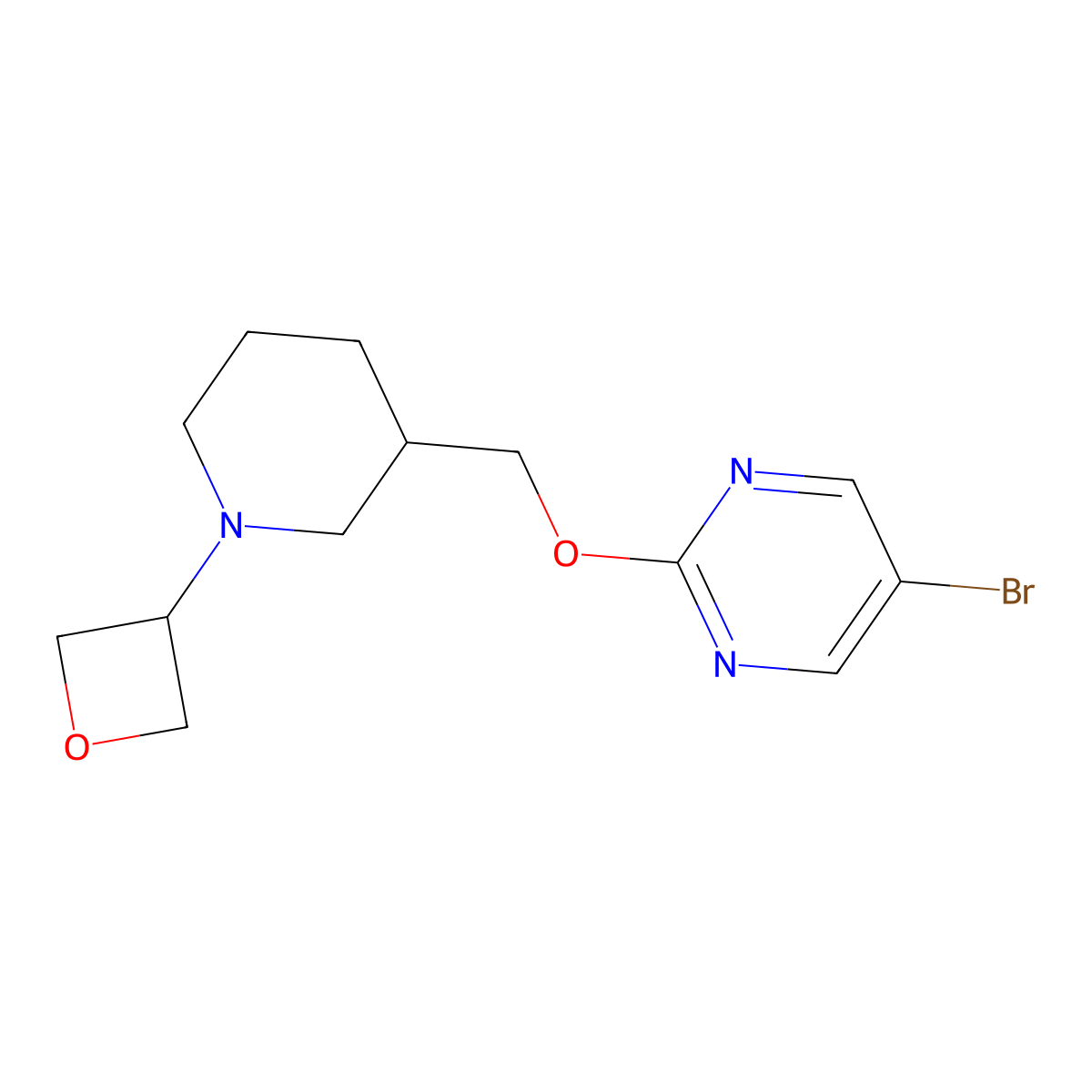 5-Bromo-2-{[1-(oxetan-3-yl)piperidin-3-yl]methoxy}pyrimidine molecular structure, CAS 2380172-12-1