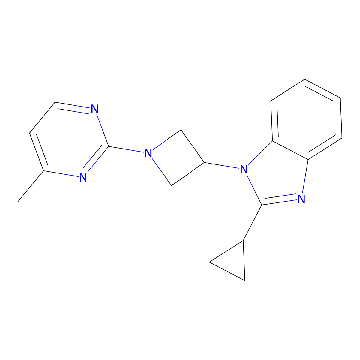 2-cyclopropyl-1-[1-(4-methylpyrimidin-2-yl)azetidin-3-yl]-1H-1,3-benzodiazole molecular structure, CAS 2380172-15-4