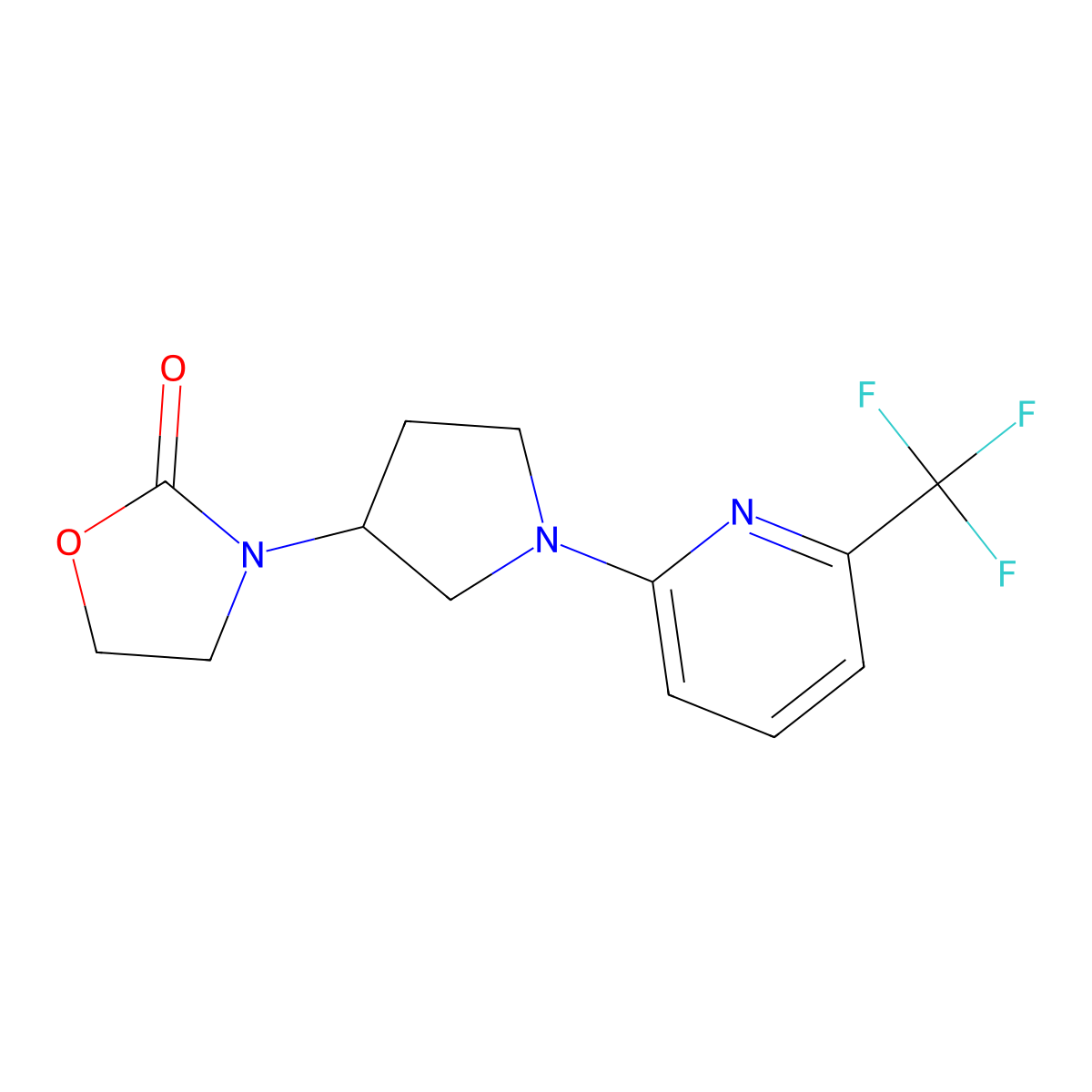 3-{1-[6-(Trifluoromethyl)pyridin-2-yl]pyrrolidin-3-yl}-1,3-oxazolidin-2-one molecular structure, CAS 2380172-16-5