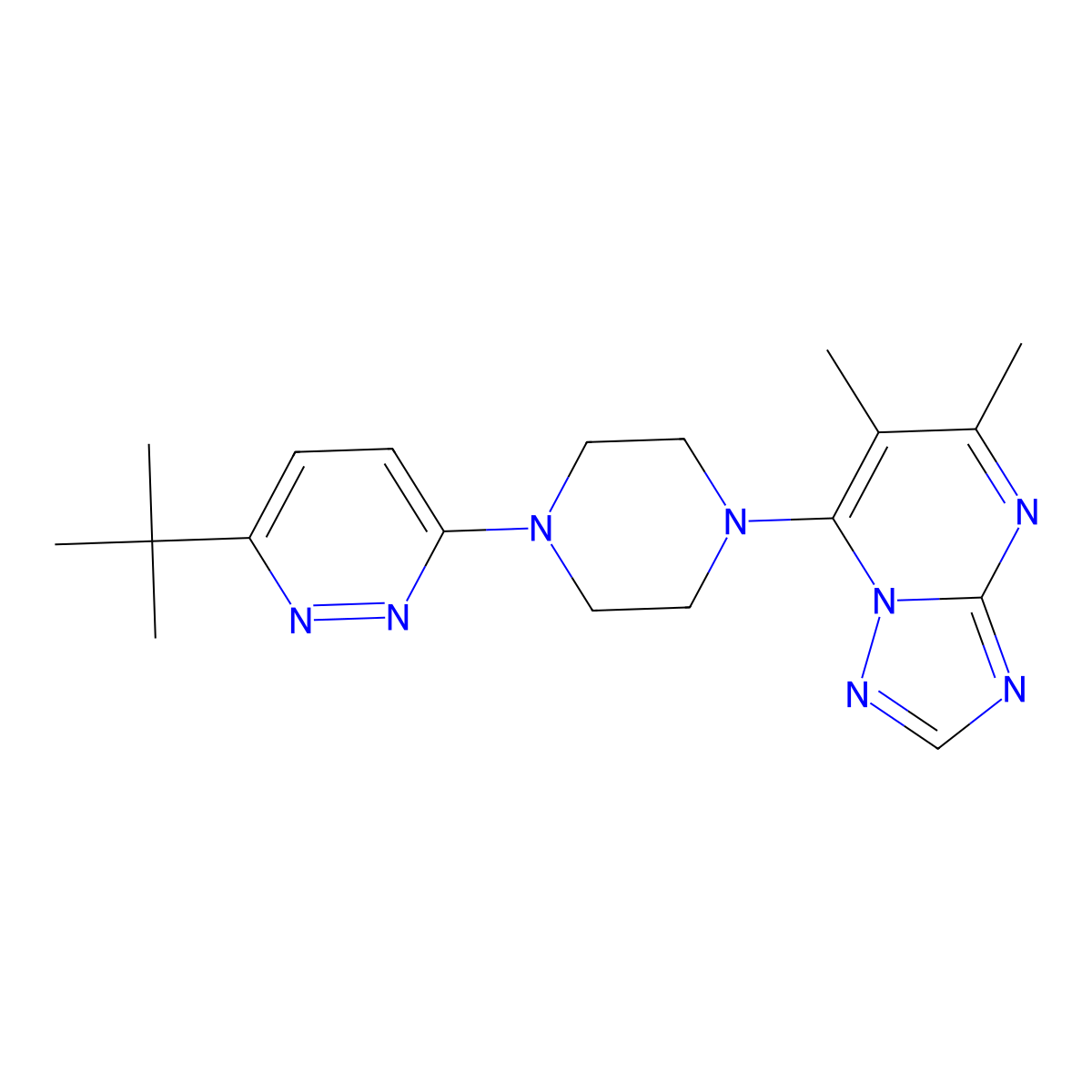 3-Tert-butyl-6-(4-{5,6-dimethyl-[1,2,4]triazolo[1,5-a]pyrimidin-7-yl}piperazin-1-yl)pyridazine molecular structure, CAS 2380172-17-6