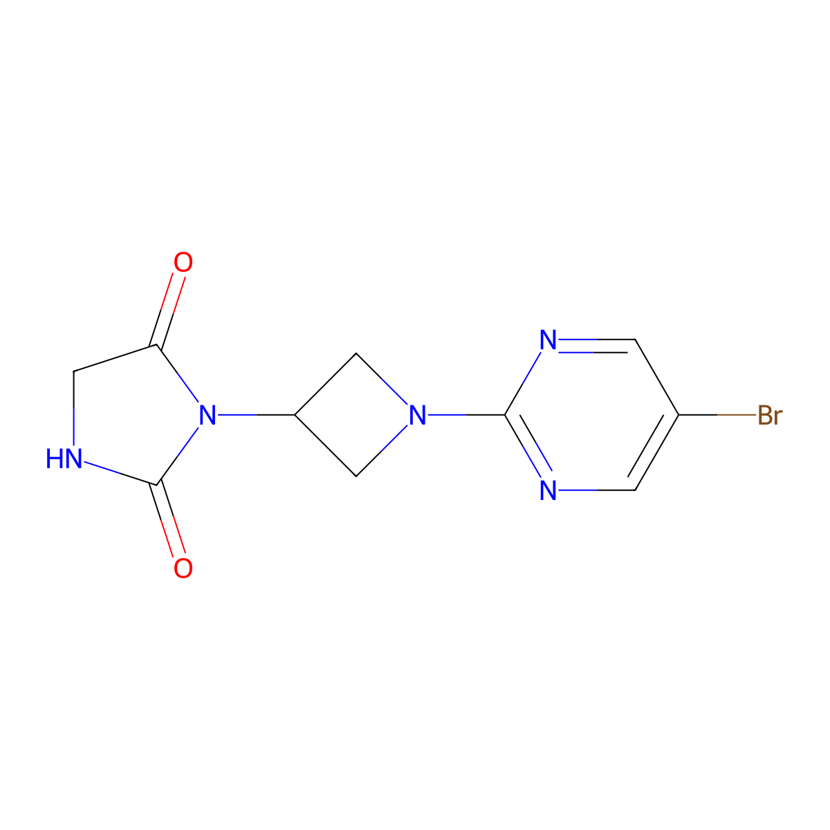 3-[1-(5-Bromopyrimidin-2-yl)azetidin-3-yl]imidazolidine-2,4-dione molecular structure, CAS 2380172-18-7