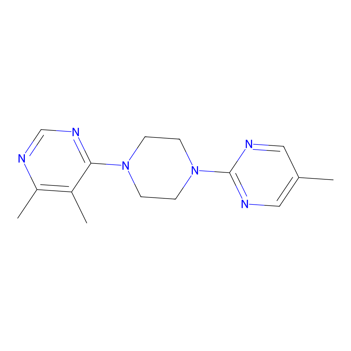 4,5-Dimethyl-6-[4-(5-methylpyrimidin-2-yl)piperazin-1-yl]pyrimidine molecular structure, CAS 2380172-22-3