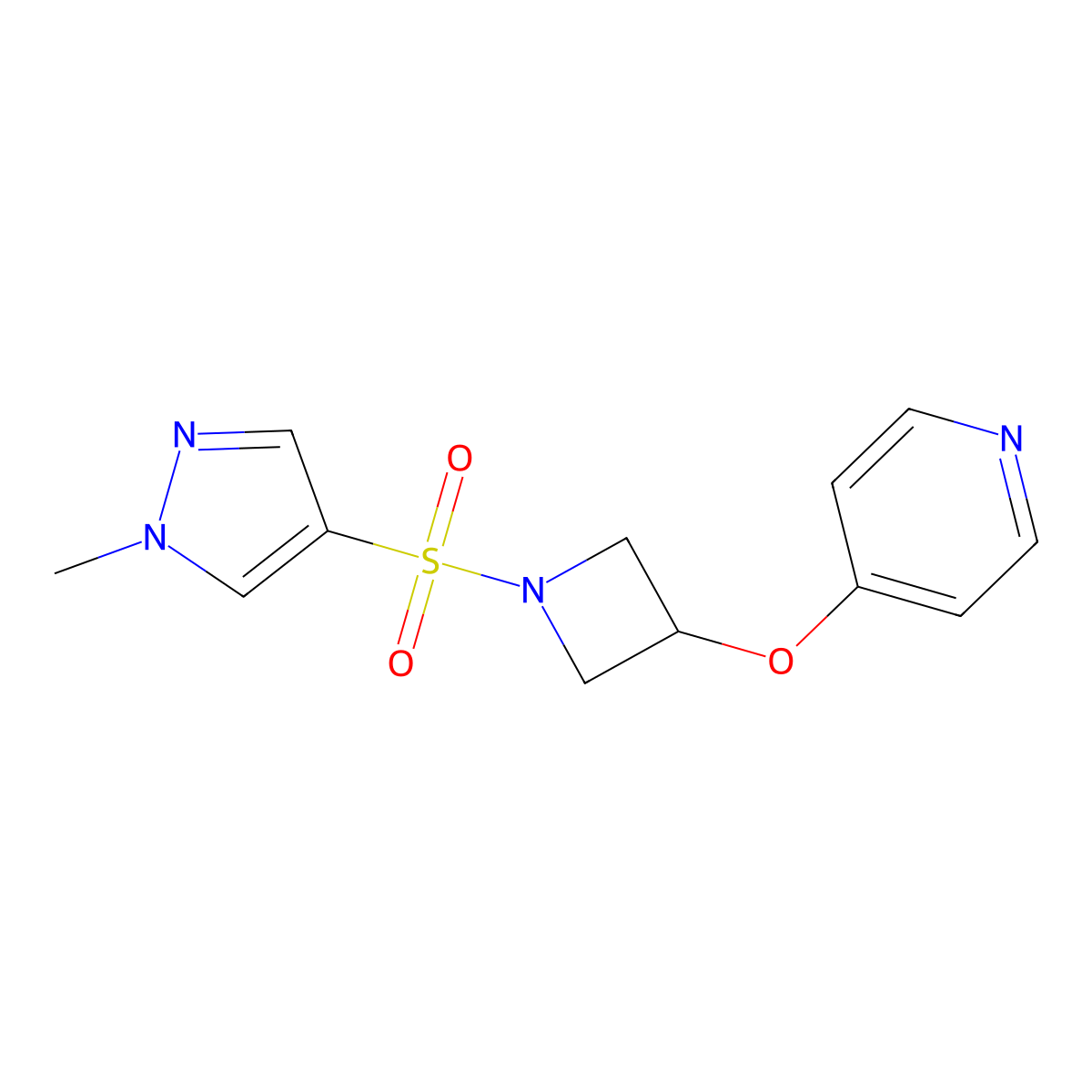 4-({1-[(1-methyl-1H-pyrazol-4-yl)sulfonyl]azetidin-3-yl}oxy)pyridine molecular structure, CAS 2380172-25-6