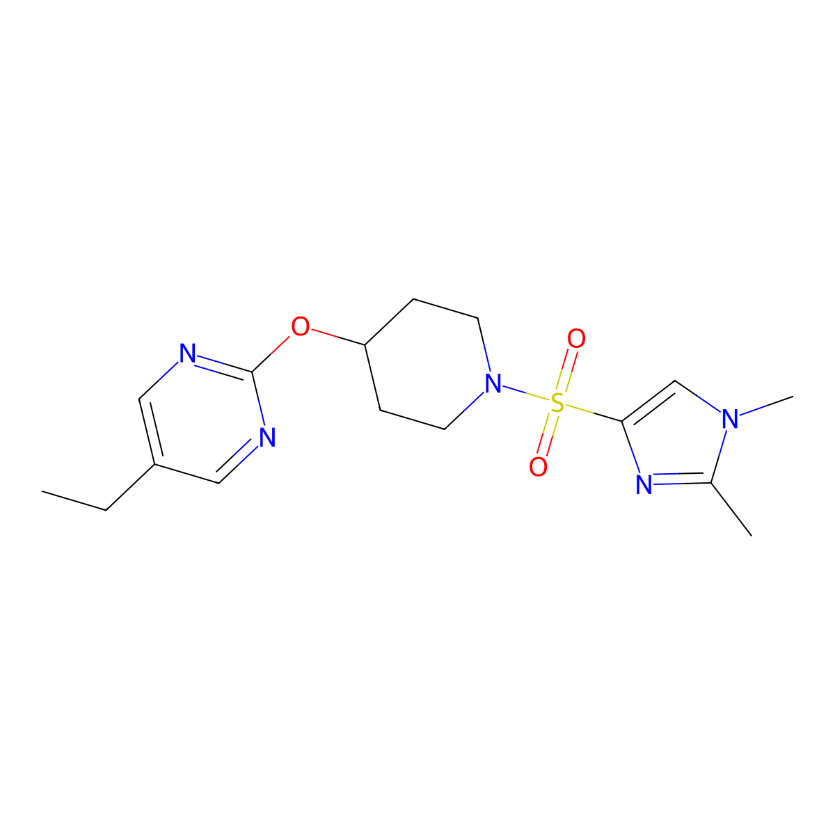 2-({1-[(1,2-dimethyl-1H-imidazol-4-yl)sulfonyl]piperidin-4-yl}oxy)-5-ethylpyrimidine molecular structure, CAS 2380172-26-7