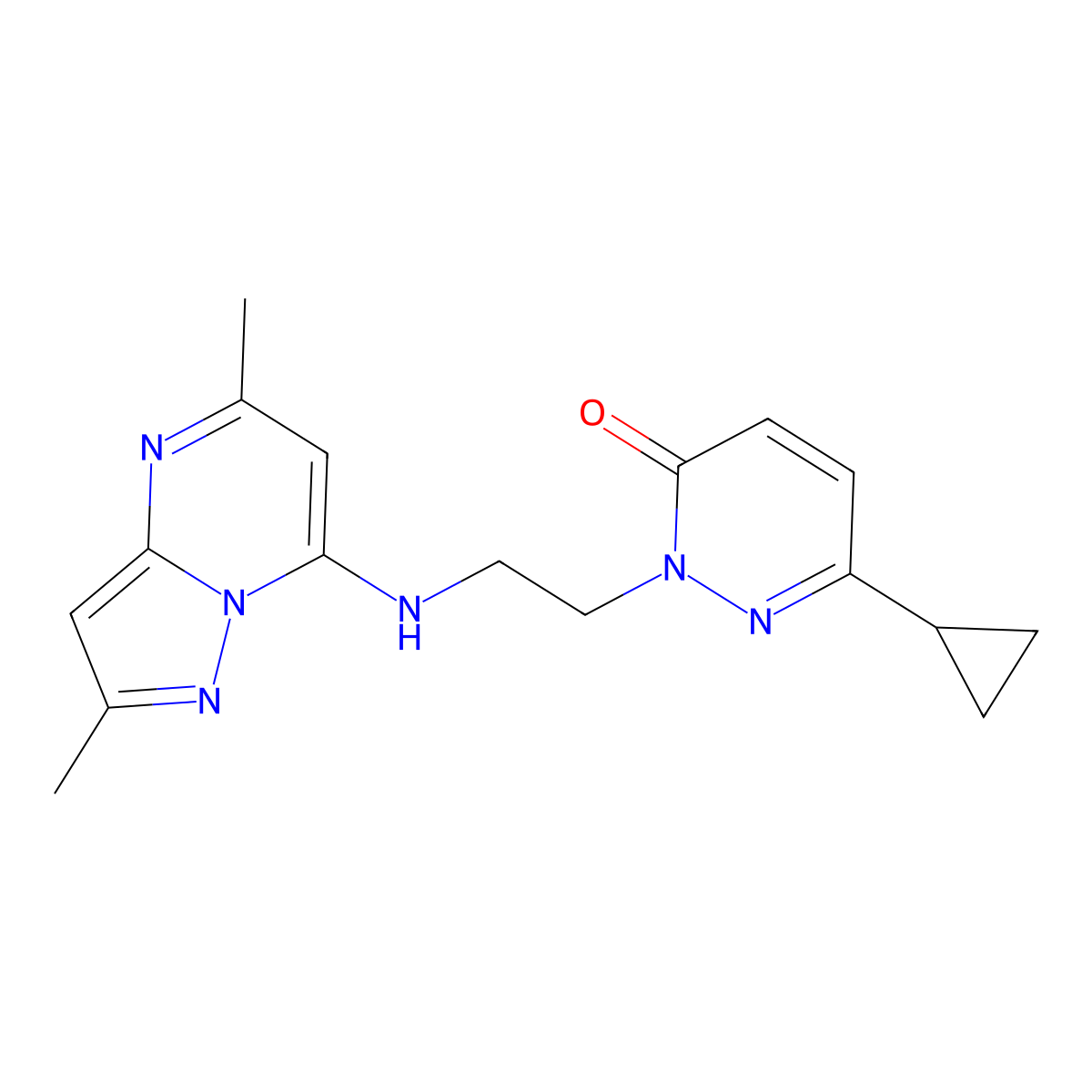 6-Cyclopropyl-2-[2-({2,5-dimethylpyrazolo[1,5-a]pyrimidin-7-yl}amino)ethyl]-2,3-dihydropyridazin-3-one molecular structure, CAS 2380172-28-9