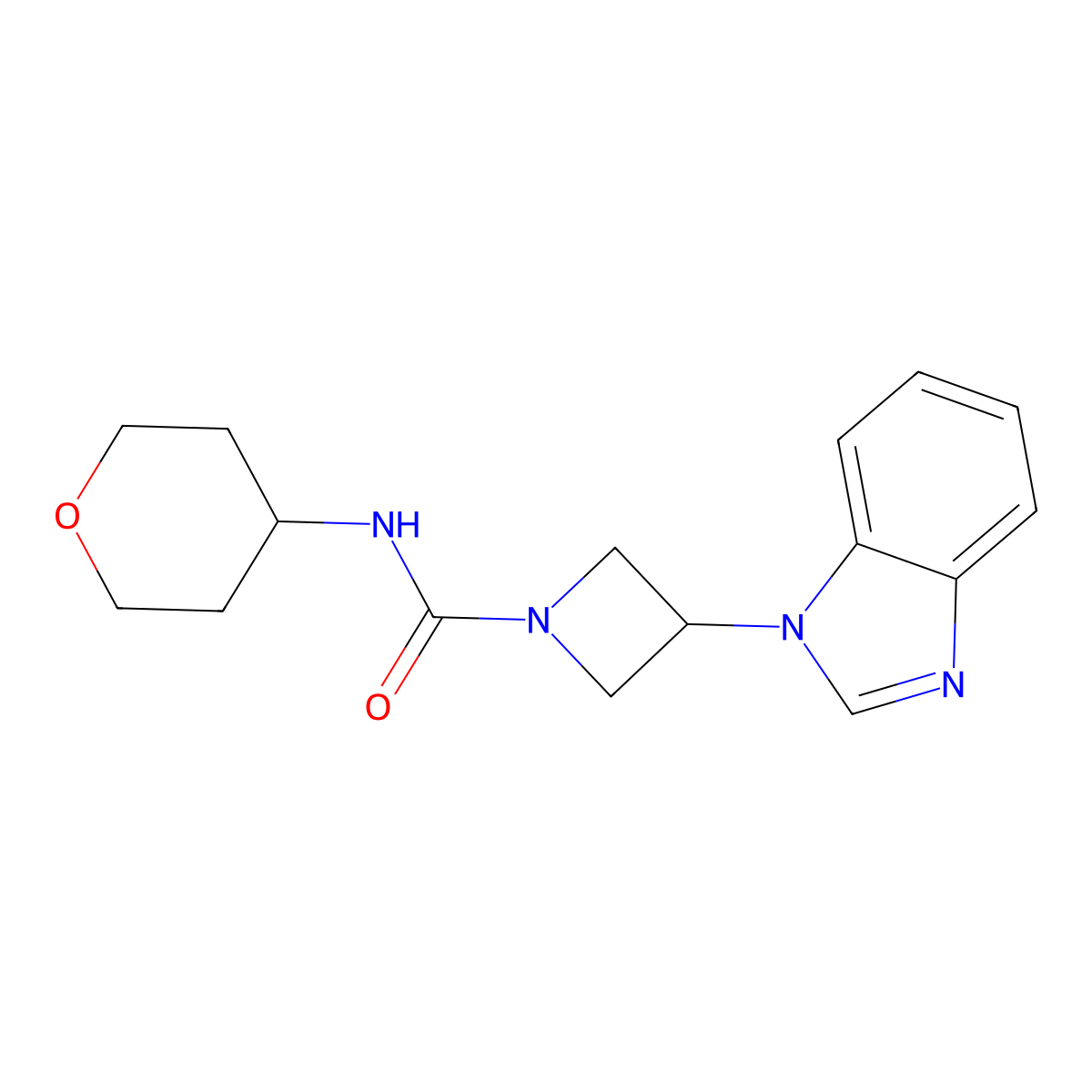3-(1H-1,3-benzodiazol-1-yl)-N-(oxan-4-yl)azetidine-1-carboxamide molecular structure, CAS 2380172-38-1