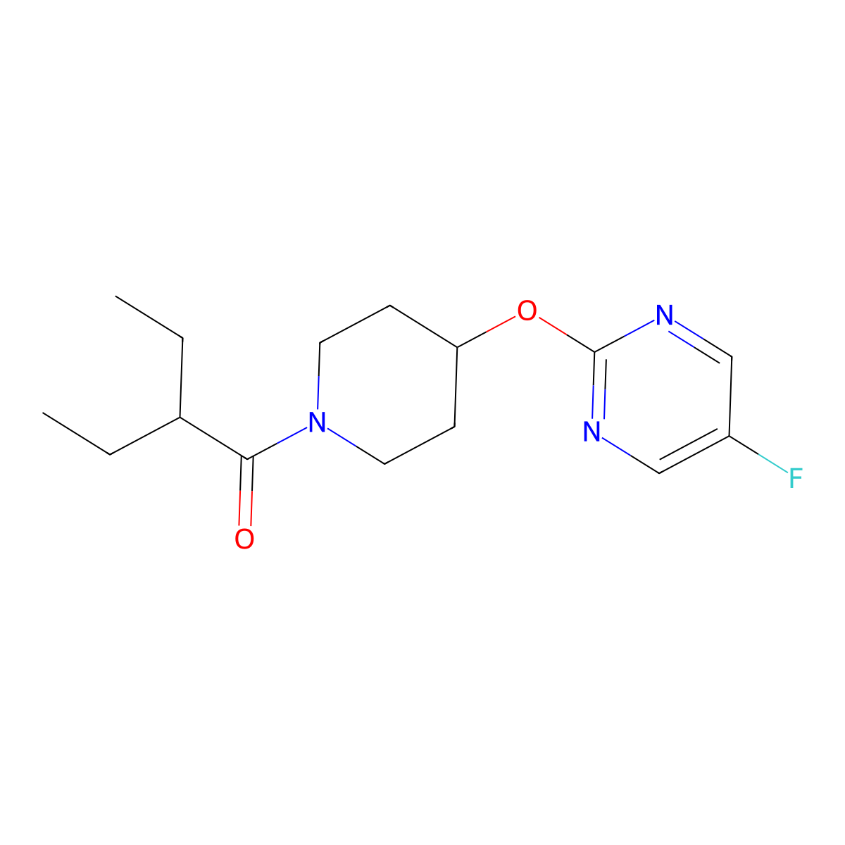 2-Ethyl-1-{4-[(5-fluoropyrimidin-2-yl)oxy]piperidin-1-yl}butan-1-one molecular structure, CAS 2380172-45-0