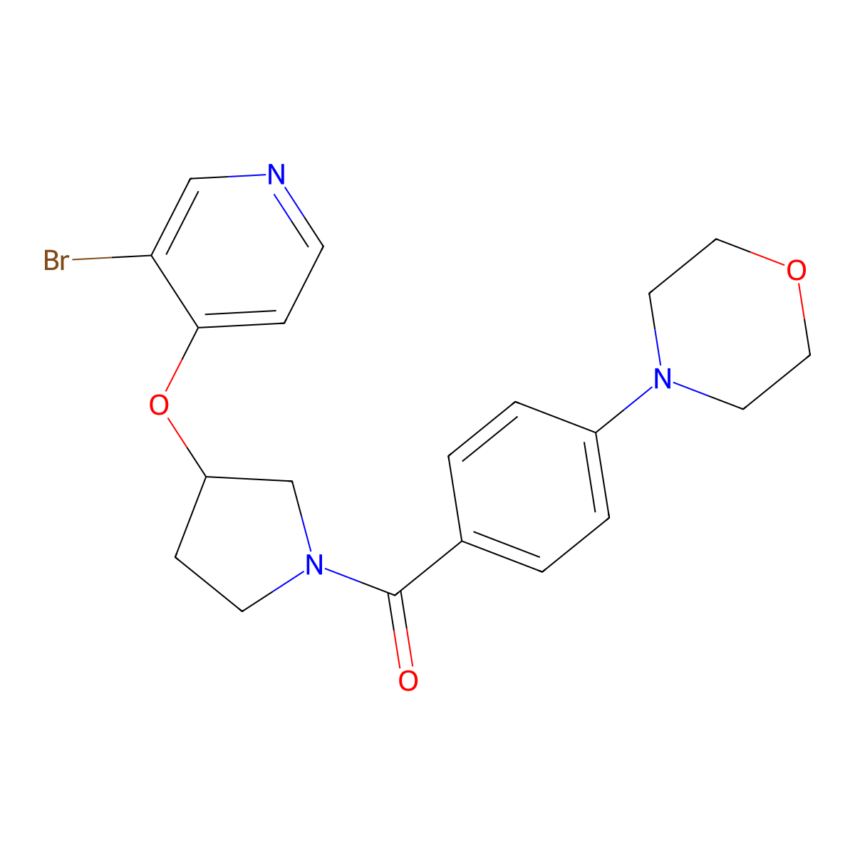 4-(4-{3-[(3-Bromopyridin-4-yl)oxy]pyrrolidine-1-carbonyl}phenyl)morpholine molecular structure, CAS 2380172-48-3