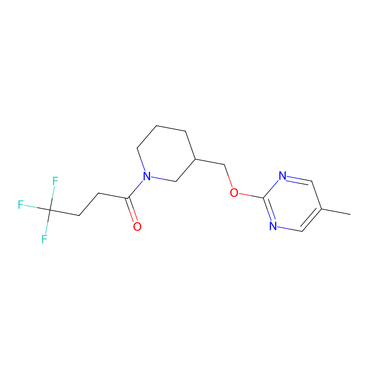 4,4,4-Trifluoro-1-(3-{[(5-methylpyrimidin-2-yl)oxy]methyl}piperidin-1-yl)butan-1-one molecular structure, CAS 2380172-49-4