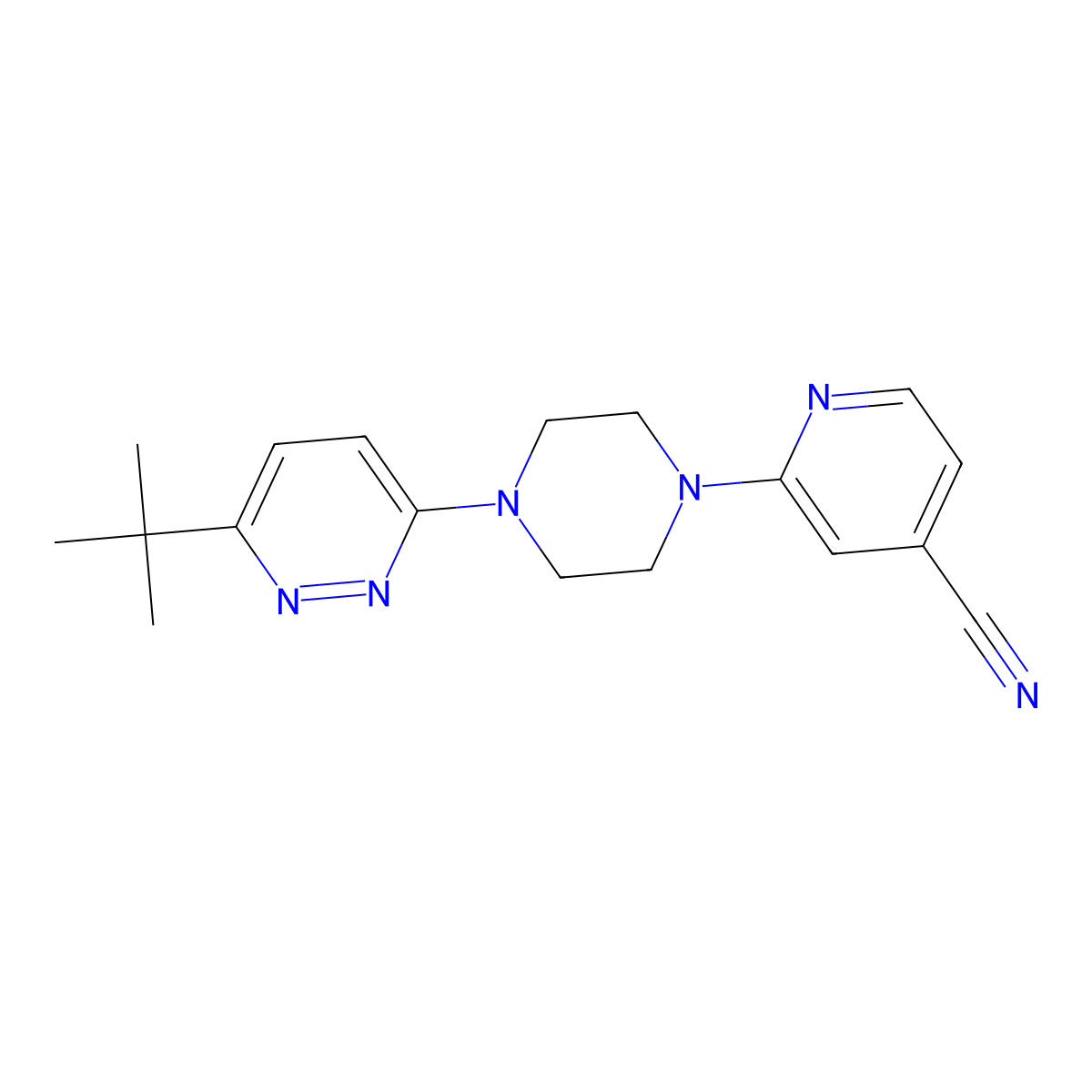 2-[4-(6-Tert-butylpyridazin-3-yl)piperazin-1-yl]pyridine-4-carbonitrile molecular structure, CAS 2380172-50-7