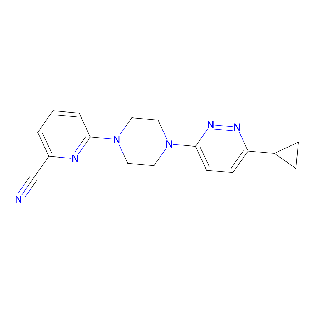 6-[4-(6-Cyclopropylpyridazin-3-yl)piperazin-1-yl]pyridine-2-carbonitrile molecular structure, CAS 2380172-51-8