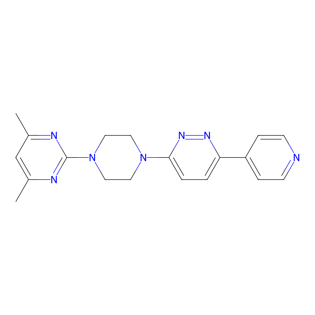 4,6-Dimethyl-2-{4-[6-(pyridin-4-yl)pyridazin-3-yl]piperazin-1-yl}pyrimidine molecular structure, CAS 2380172-56-3