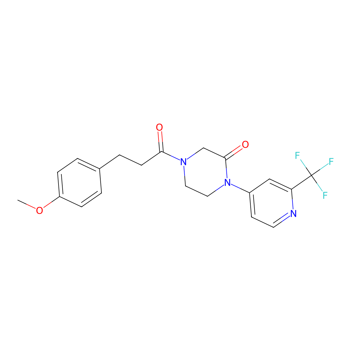4-[3-(4-Methoxyphenyl)propanoyl]-1-[2-(trifluoromethyl)pyridin-4-yl]piperazin-2-one molecular structure, CAS 2380172-58-5