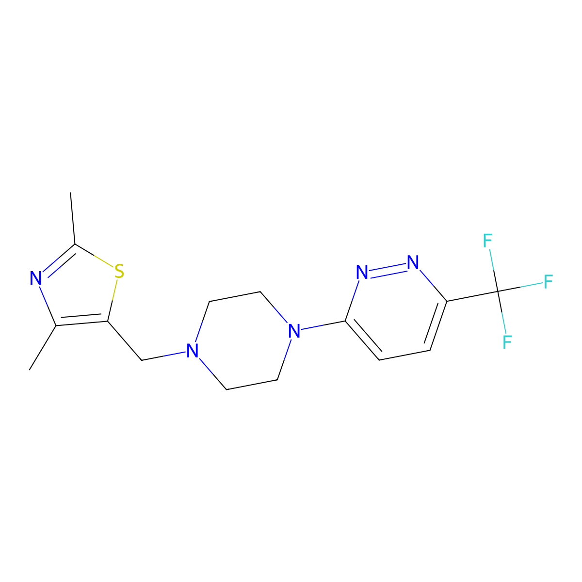 3-{4-[(2,4-Dimethyl-1,3-thiazol-5-yl)methyl]piperazin-1-yl}-6-(trifluoromethyl)pyridazine molecular structure, CAS 2380172-60-9