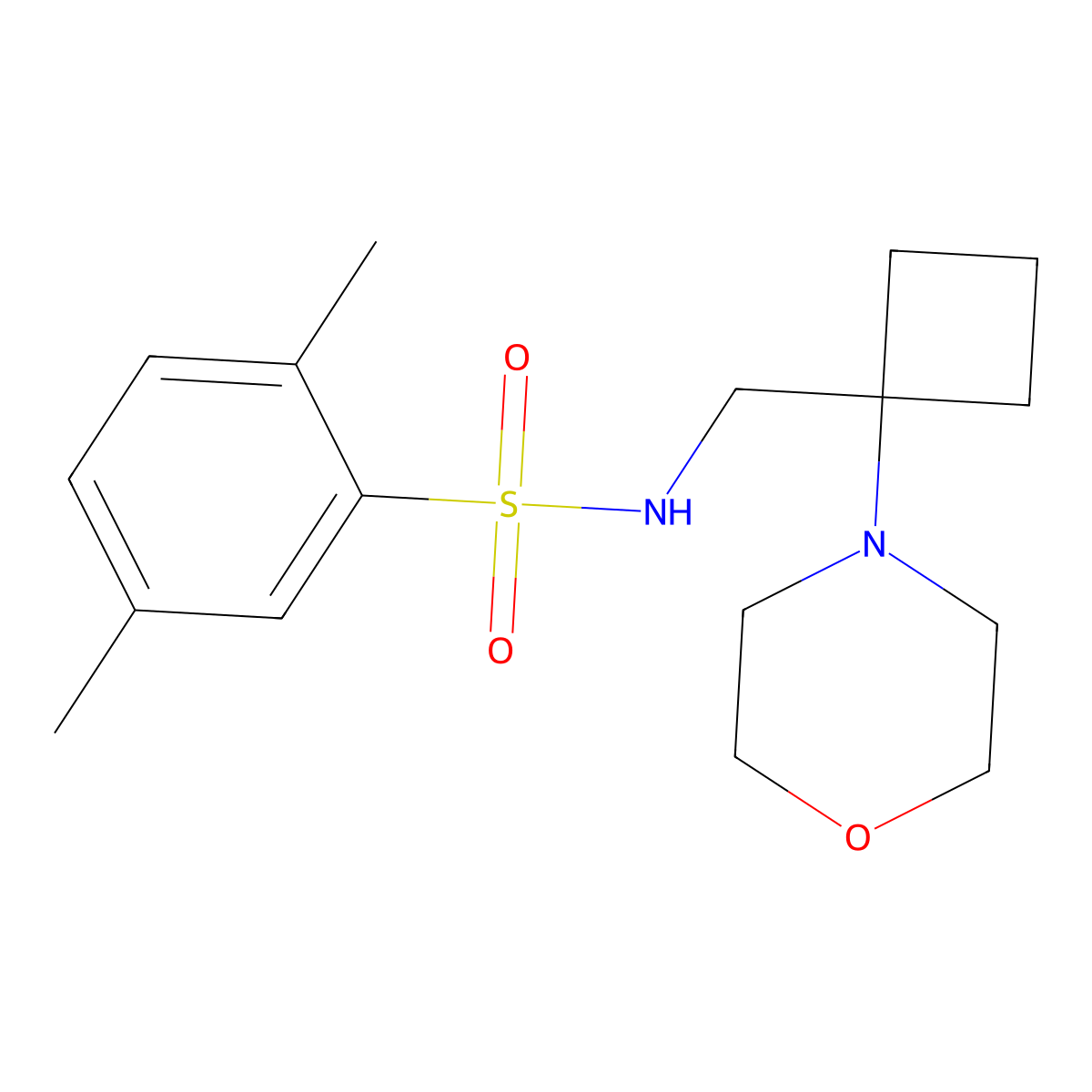 2,5-dimethyl-N-{[1-(morpholin-4-yl)cyclobutyl]methyl}benzene-1-sulfonamide molecular structure, CAS 2380172-63-2