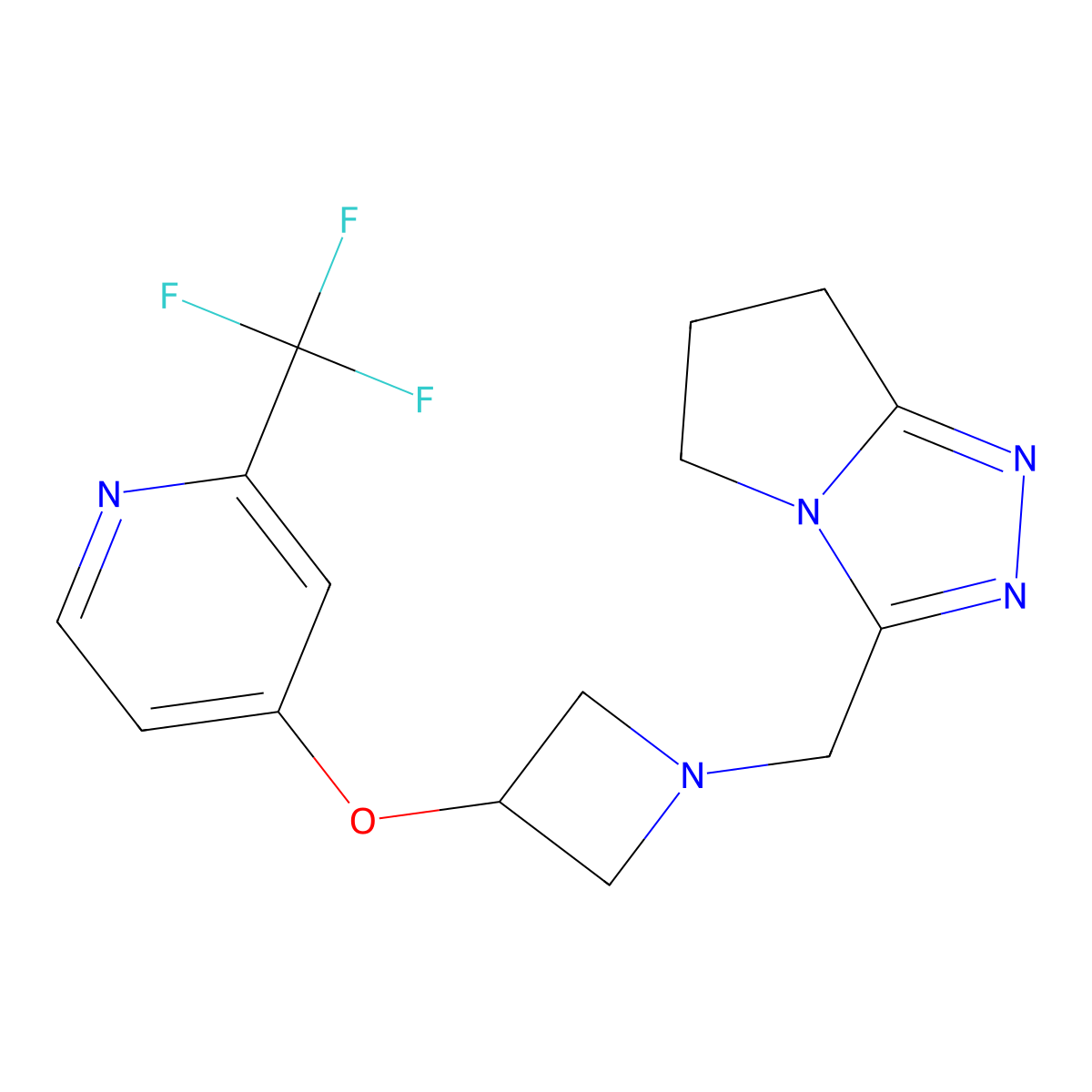 4-{[1-({5H,6H,7H-pyrrolo[2,1-c][1,2,4]triazol-3-yl}methyl)azetidin-3-yl]oxy}-2-(trifluoromethyl)pyridine molecular structure, CAS 2380172-77-8