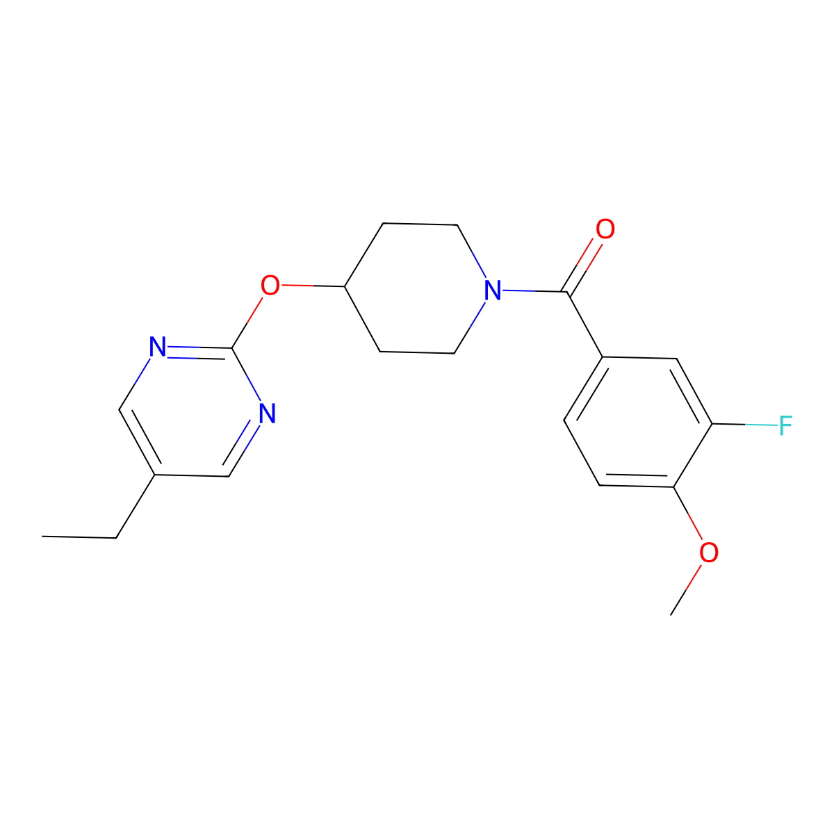 5-Ethyl-2-{[1-(3-fluoro-4-methoxybenzoyl)piperidin-4-yl]oxy}pyrimidine molecular structure, CAS 2380172-80-3