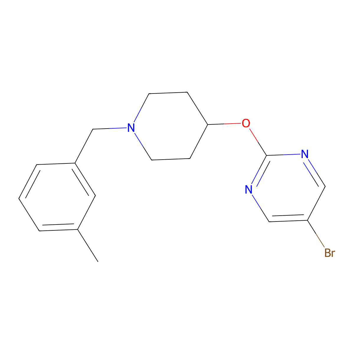 5-Bromo-2-({1-[(3-methylphenyl)methyl]piperidin-4-yl}oxy)pyrimidine molecular structure, CAS 2380172-81-4